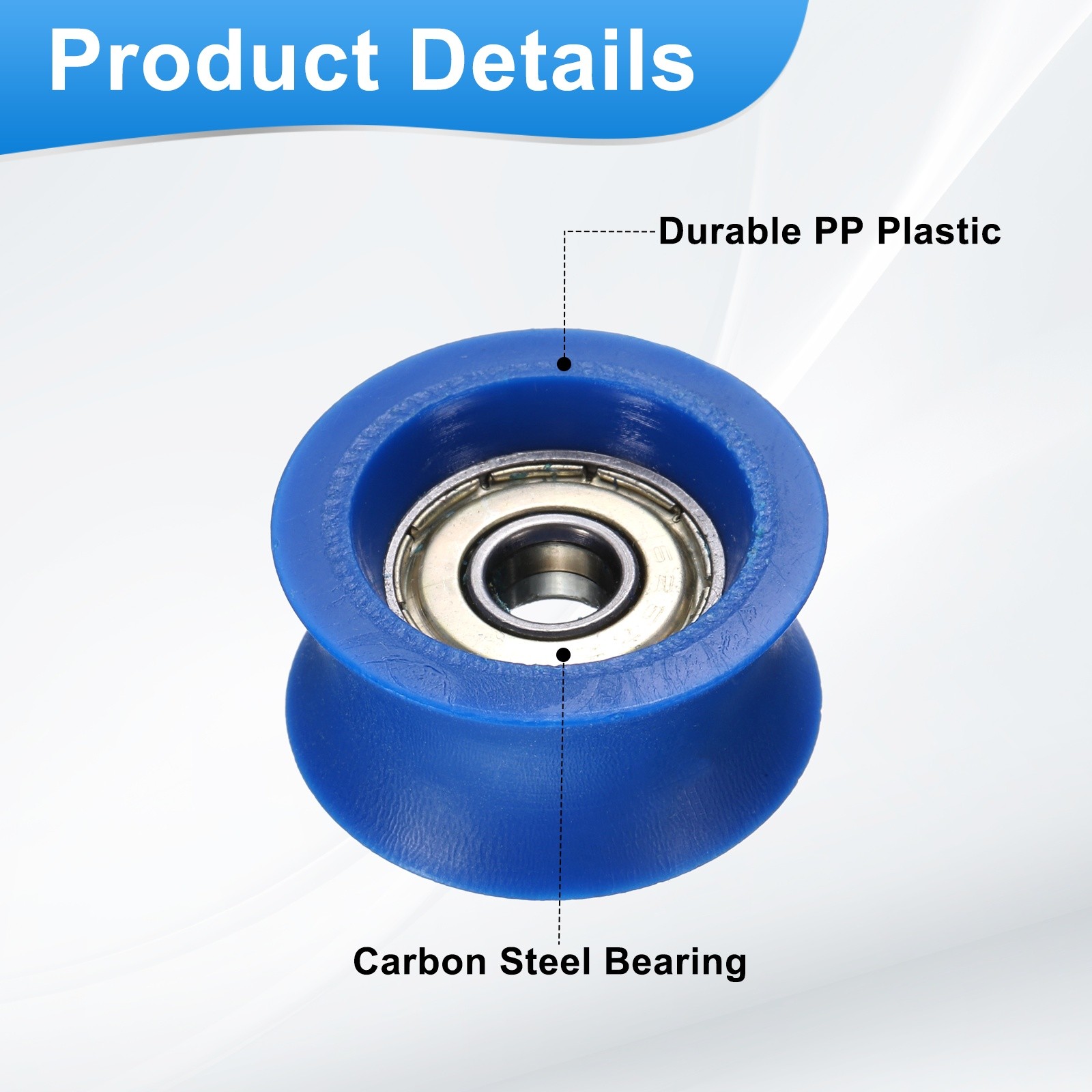 8 Pcs Blue Groove Plastic Guide Bearing 6×28.5x14mm Pulley Roller