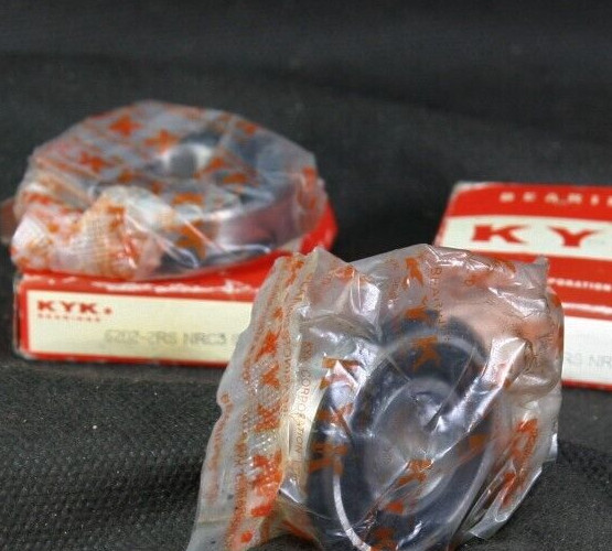 Two (2) KYK 6202-2RS NR C3 SR12 Deep Groove Bearings 15MM ID w Snap Ring NEW