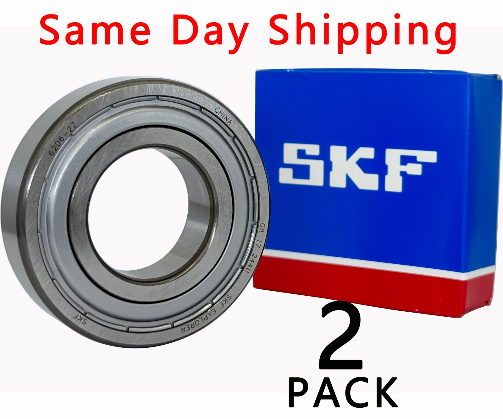 (Qty.2) SKF 6206-2Z 30X62X16MM Double Metal Seal Bearings 6206ZZ!