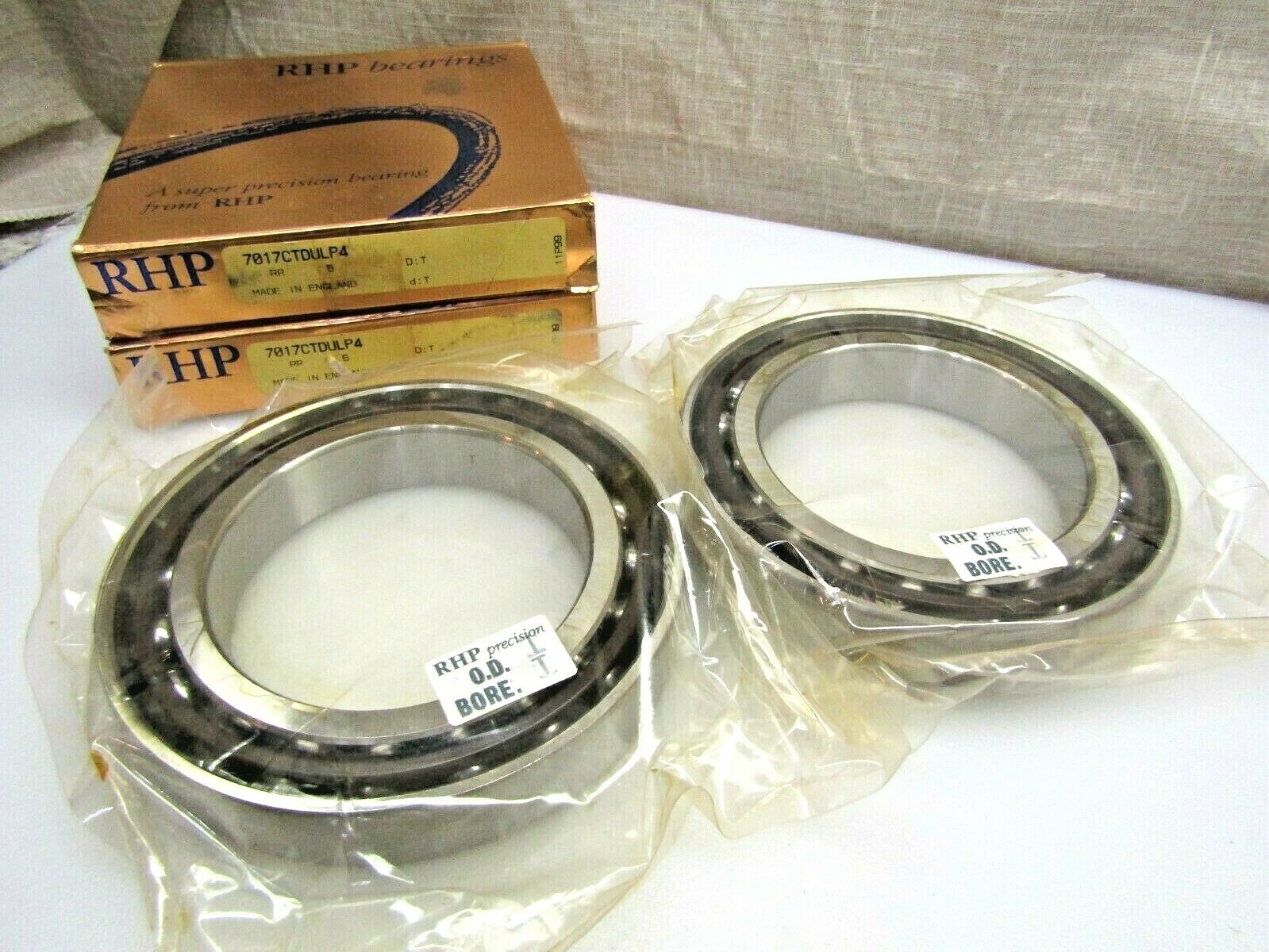 RHP NSK England 7017CTDUL P4 Super Precision 2 Bearing Set