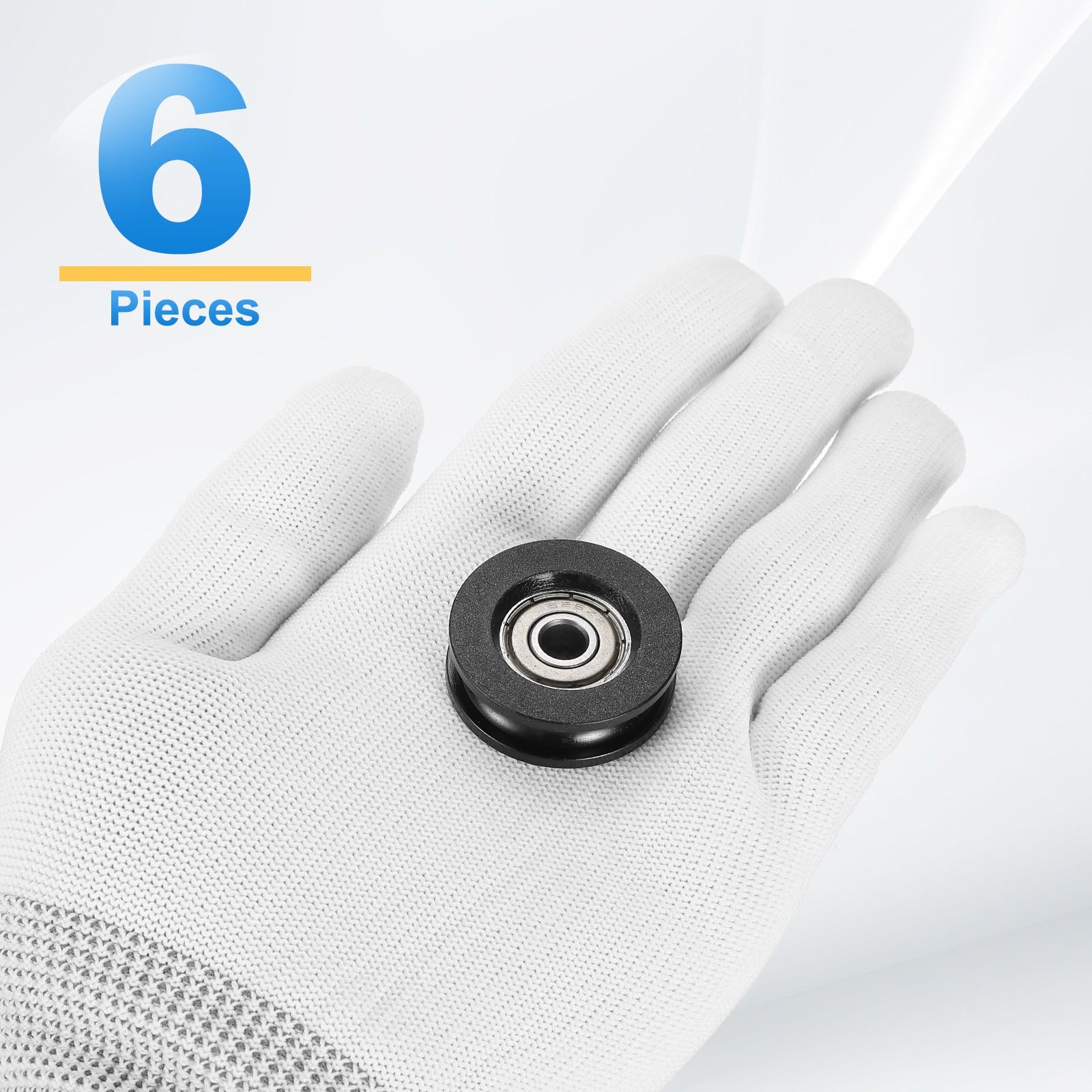 8Pcs, Groove Nylon Plastic Guide Bearing 6×10.5x31mm Pulley Roller(Black)