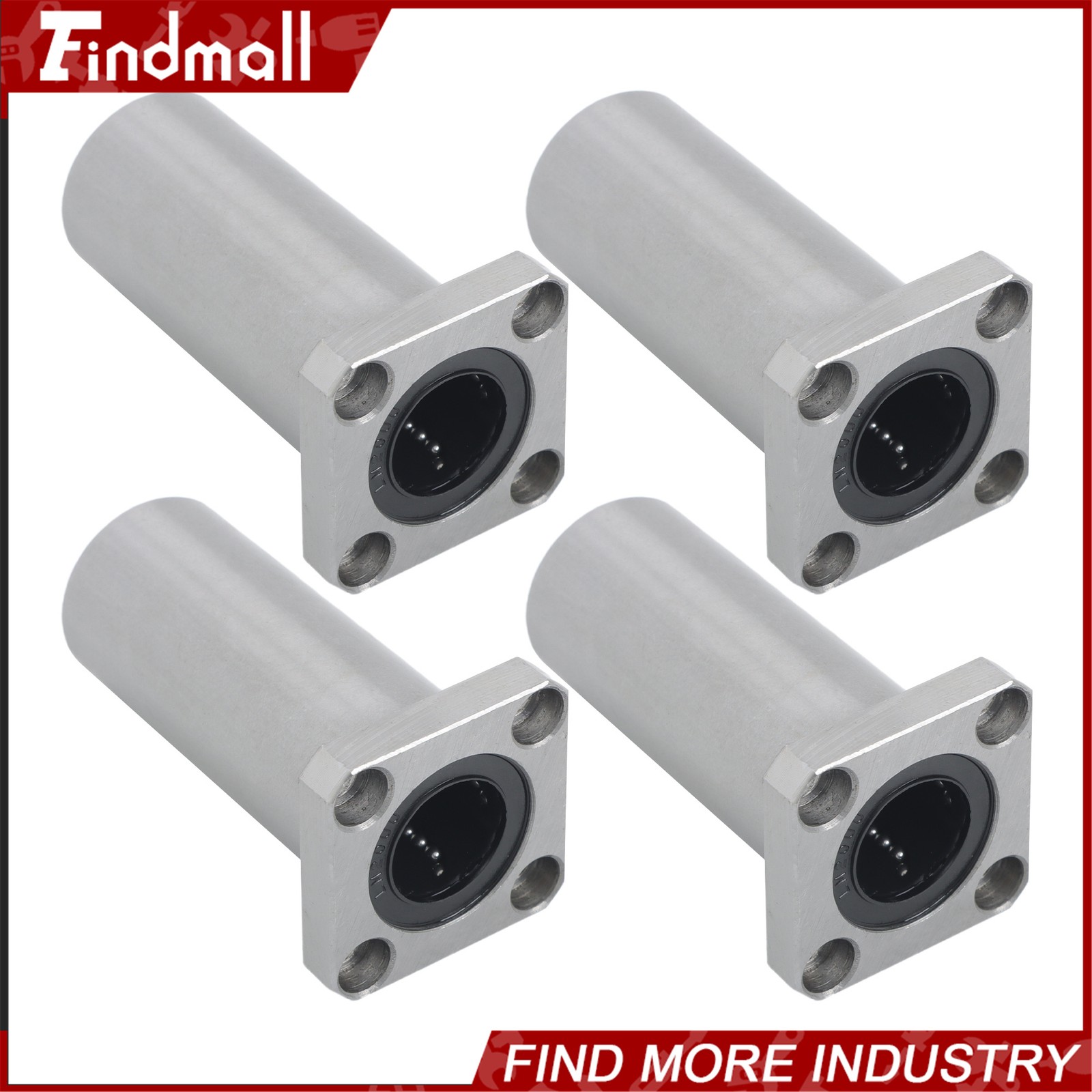 Findmall 4 Pack LMK20LUU 20x32x80mm Linear Bearing Square Flange Steel Cage CNC
