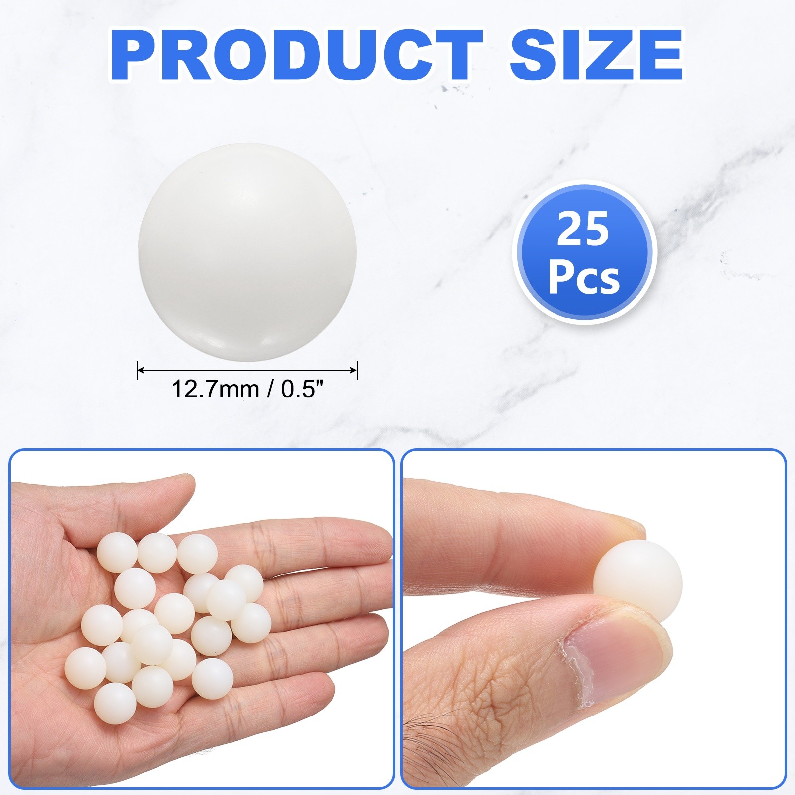 25 Solid Nylon Bearing Balls, 0.5In(12.7mm) – 25 Pieces