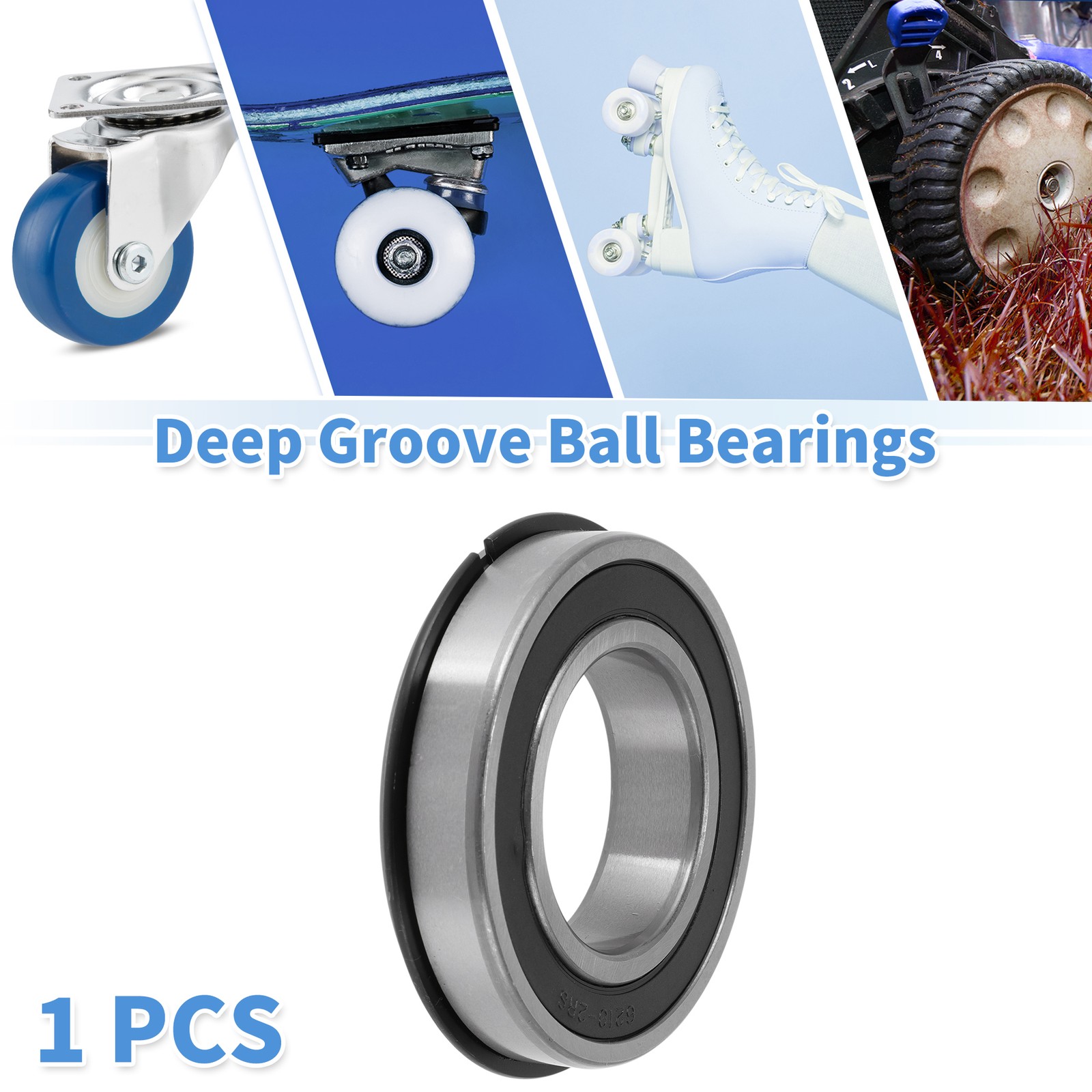 6210NR2RS Deep Groove Ball Bearings 50x90x20mm Silver Tone Black