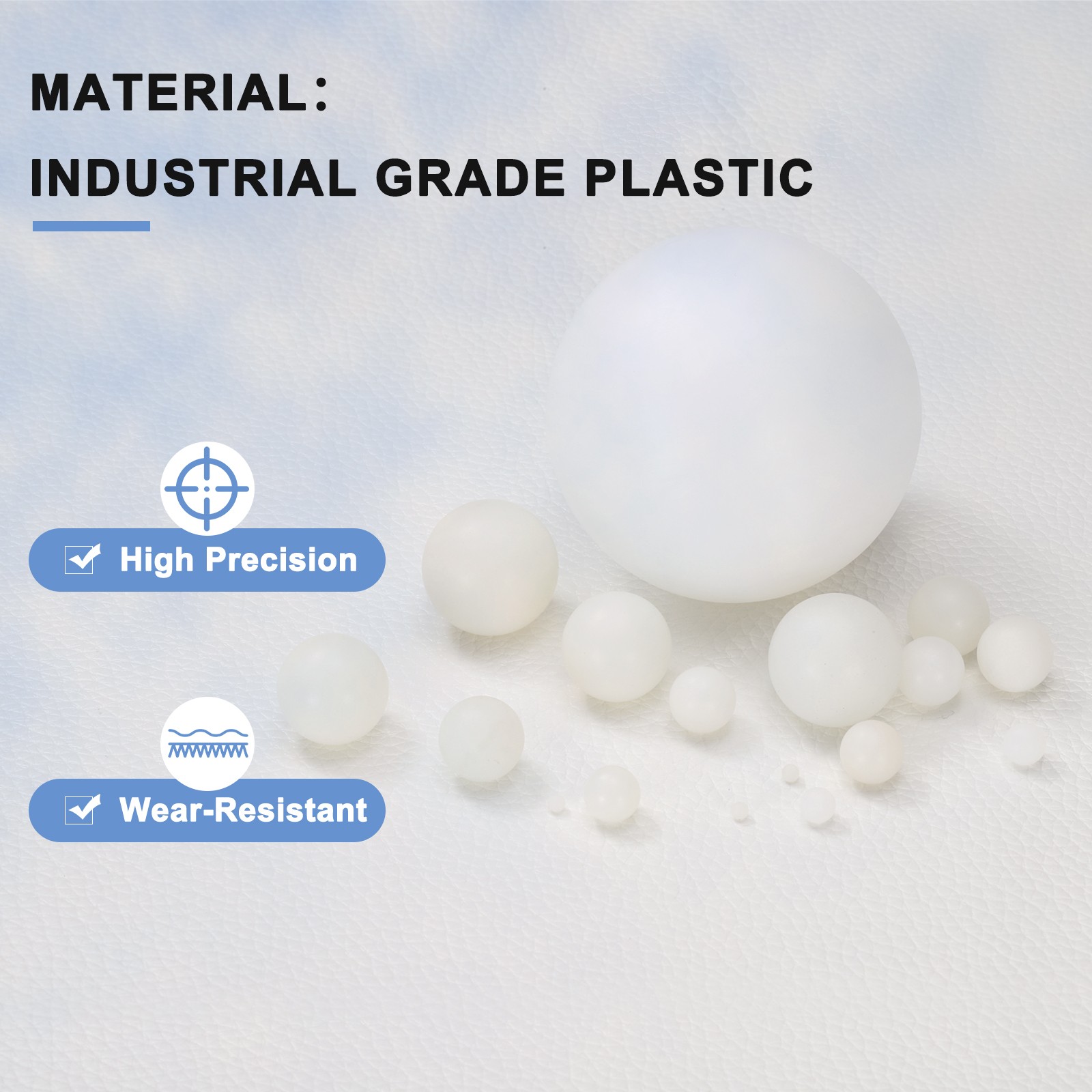 120pcs Nylon Bearing Balls 1/8″ Solid Plastic Balls G1 Precision White