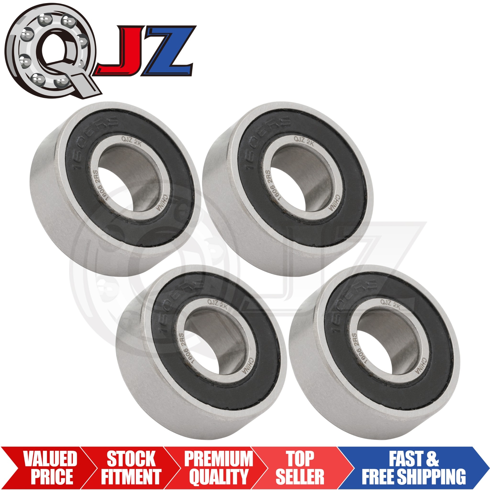 [Qty.4] 1606-2RS Deep Groove/Radial Ball Bearing [3/8″ ID x 29/32″ OD x 5/16″ W]