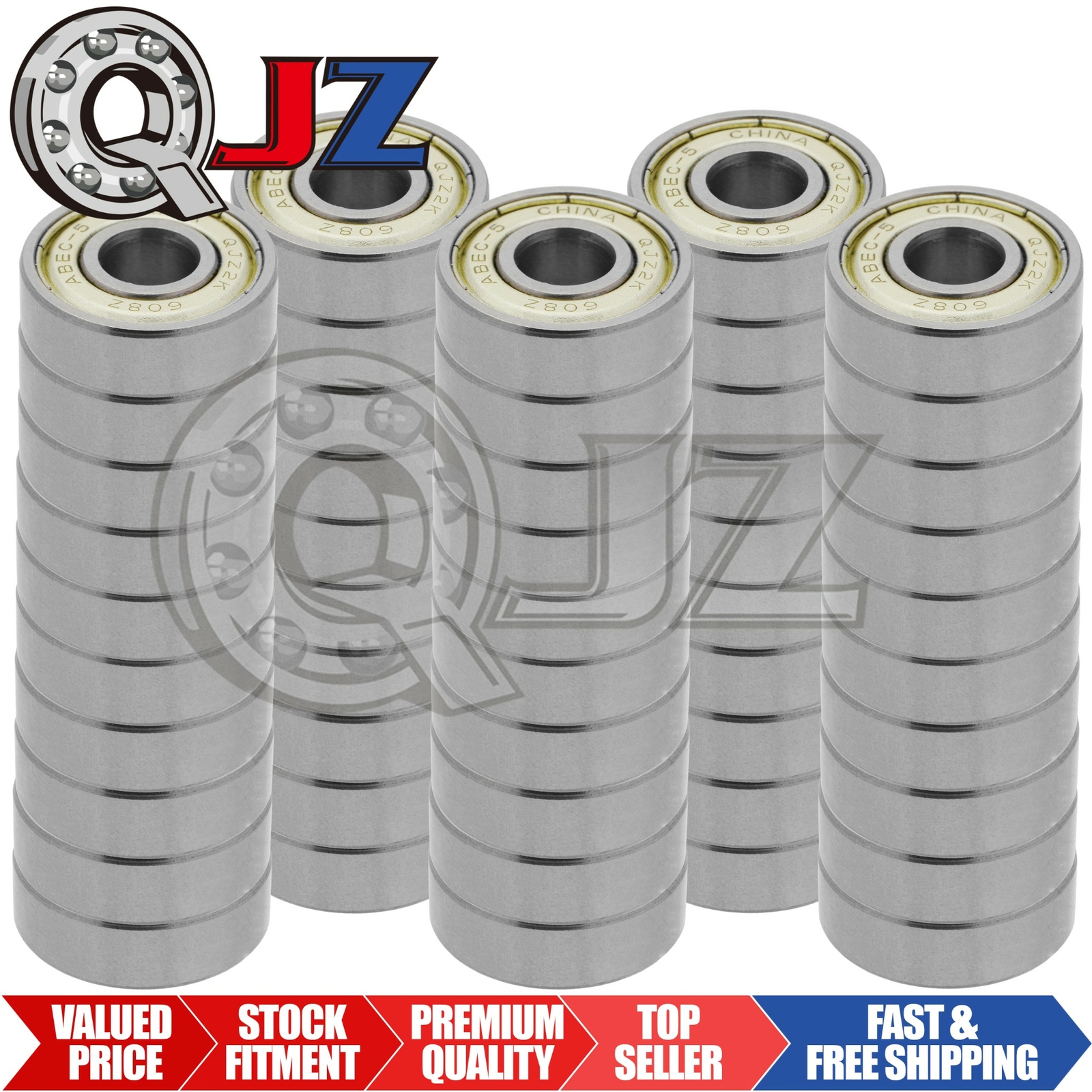 [Qty.50] 608-ZZ ABEC5 Metric Miniature Ball Bearing [8mm ID x 22mm OD x 7mm W]