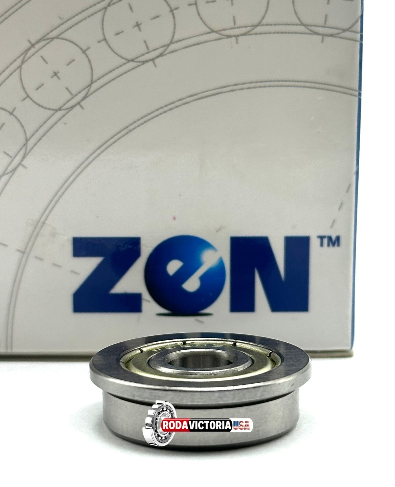 ZEN F628 ZZ Deep Groove Ball Bearing, Flange on outer ring 8x24x8 mm