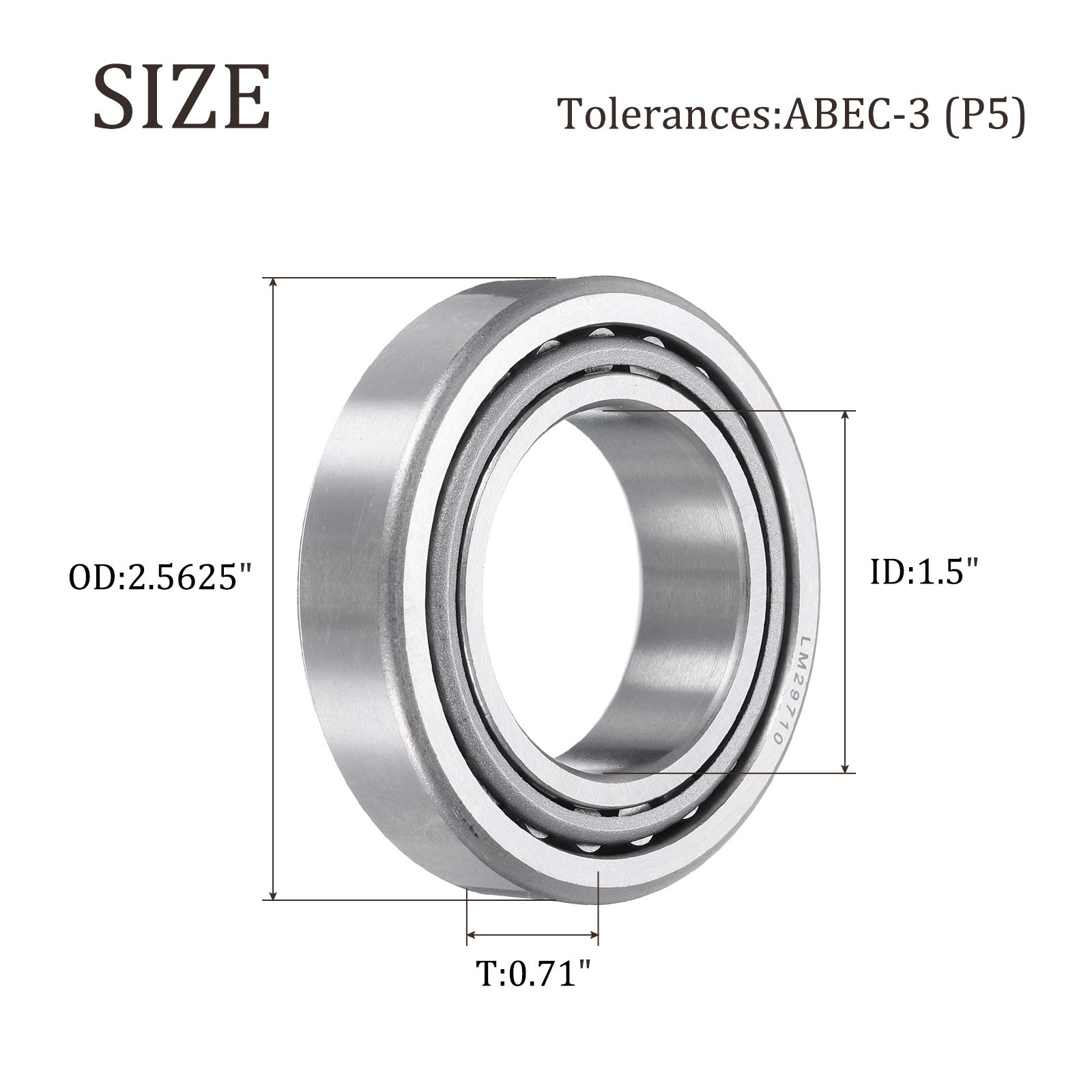 LM29749/LM29710 Tapered Roller Bearing Cone and Cup, 1.5″ Bore x 2.5625″ OD P5