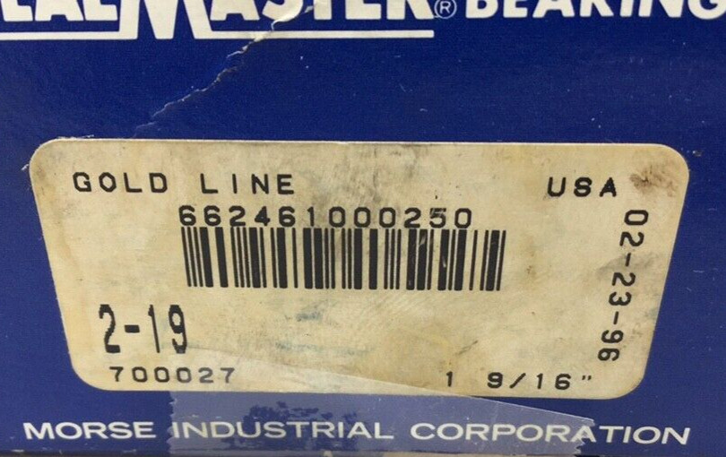 SealMaster 2-19 Ball Insert Bearing Cylindrical Bore 1-9/16″ ID Gold Line