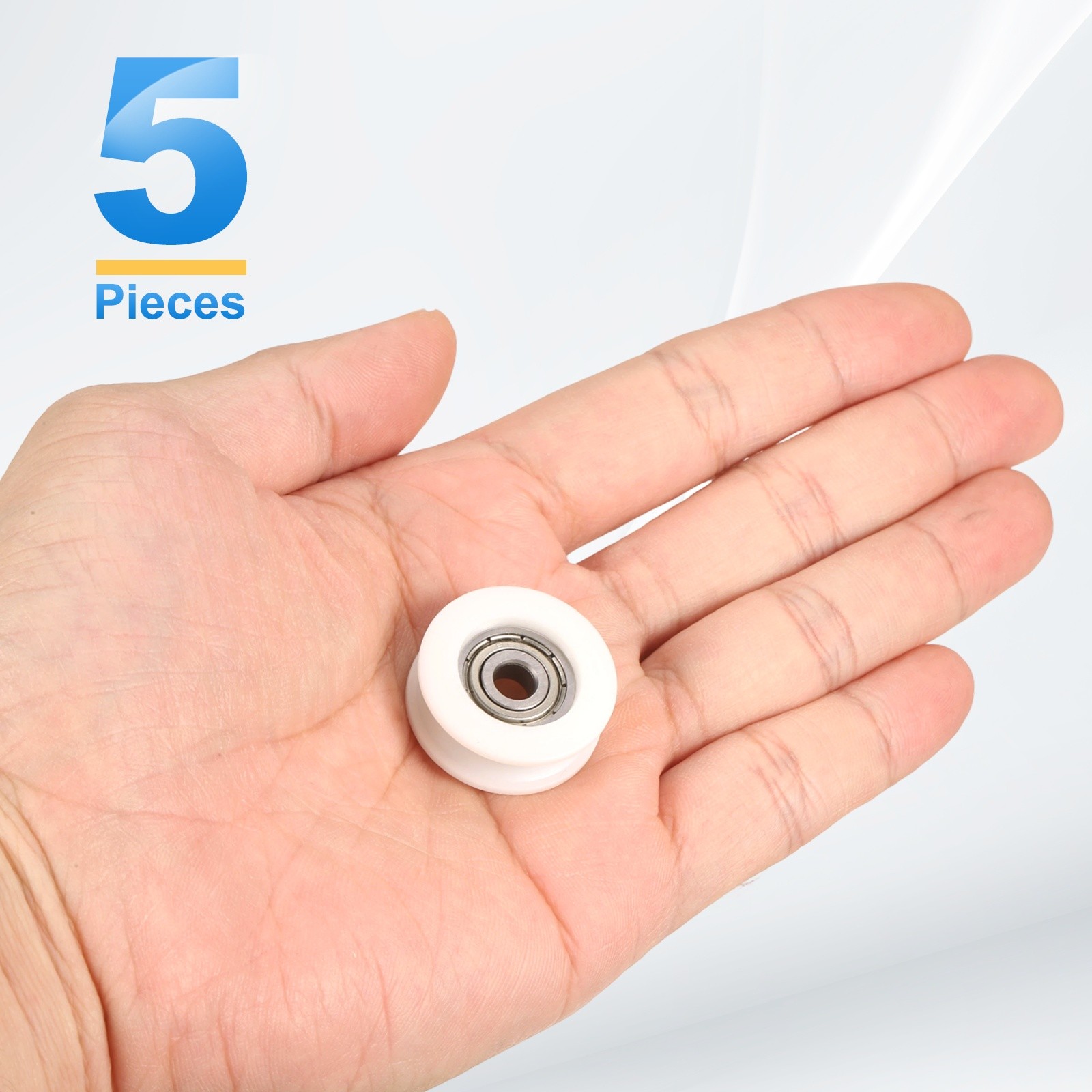 5 Pcs White Groove Nylon Plastic Guide Bearing 5x26x9mm Pulley Roller