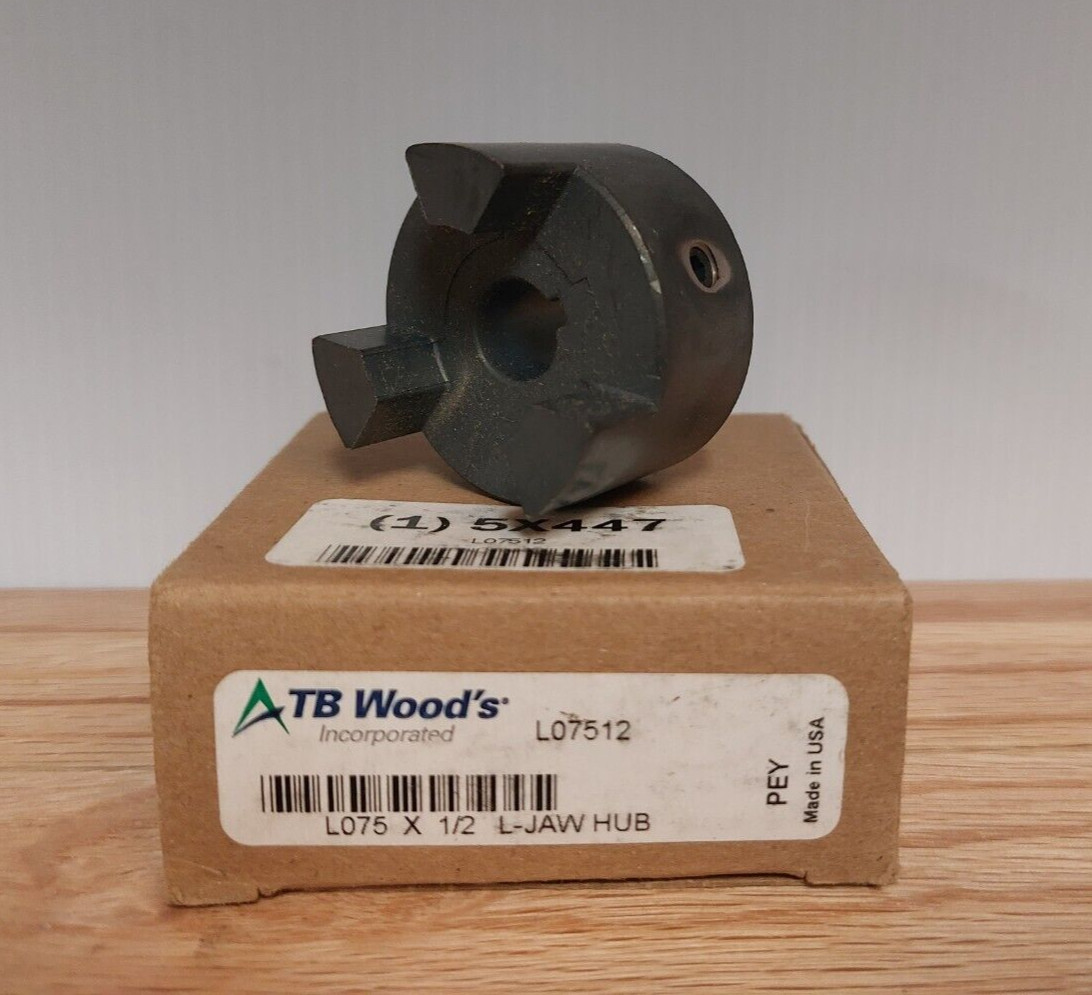 TB Wood’s L-Jaw Coupling Hub, L075 x 1/2″ Bore Diameter 1/8″ x 1/16″ Keyway Size