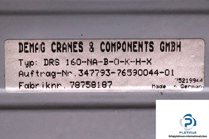 DEMAG CRANES DRS 160-NA-B-0-K-H-X WHEEL BLOCK SYSTEM