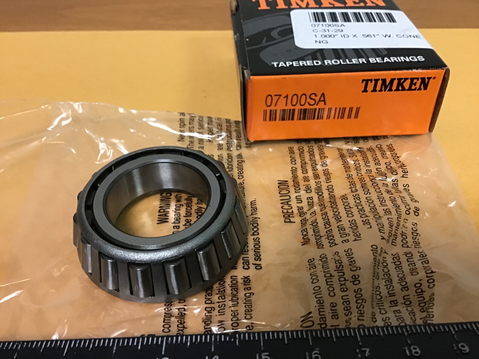 New Timken 07100SA Tapered Cone Bearing, 1.000″ Bore