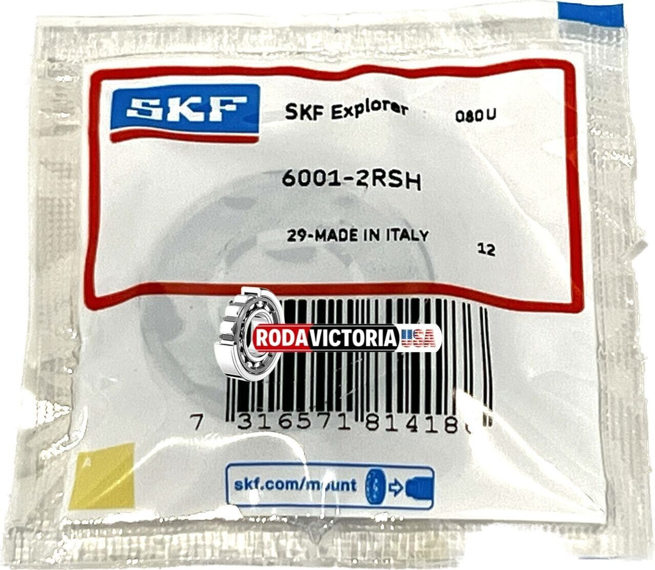 SKF 6001-2RS DEEP GROOVE BALL BEARING, RUBBER SEALED