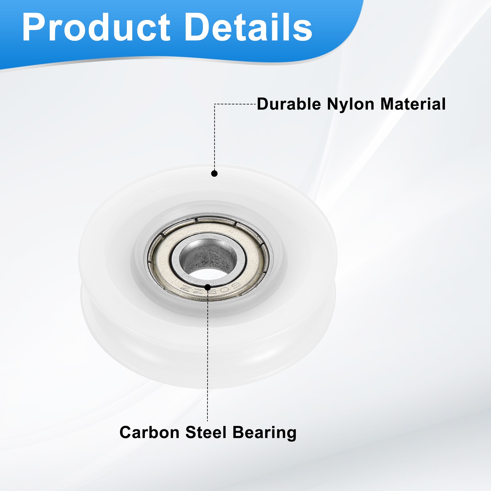 16Pcs Groove Nylon Plastic Guide Bearing 8×9.5x41mm Pulley Roller Translucent