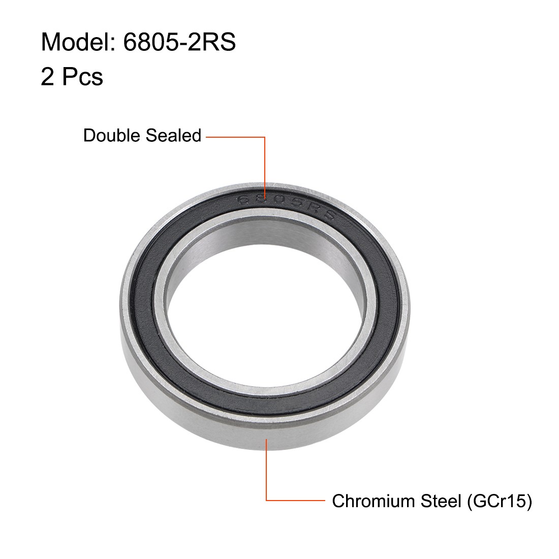 2pcs 6805-2RS Deep Groove Ball Bearings 25x37x7mm Double Sealed Chrome Steel P6