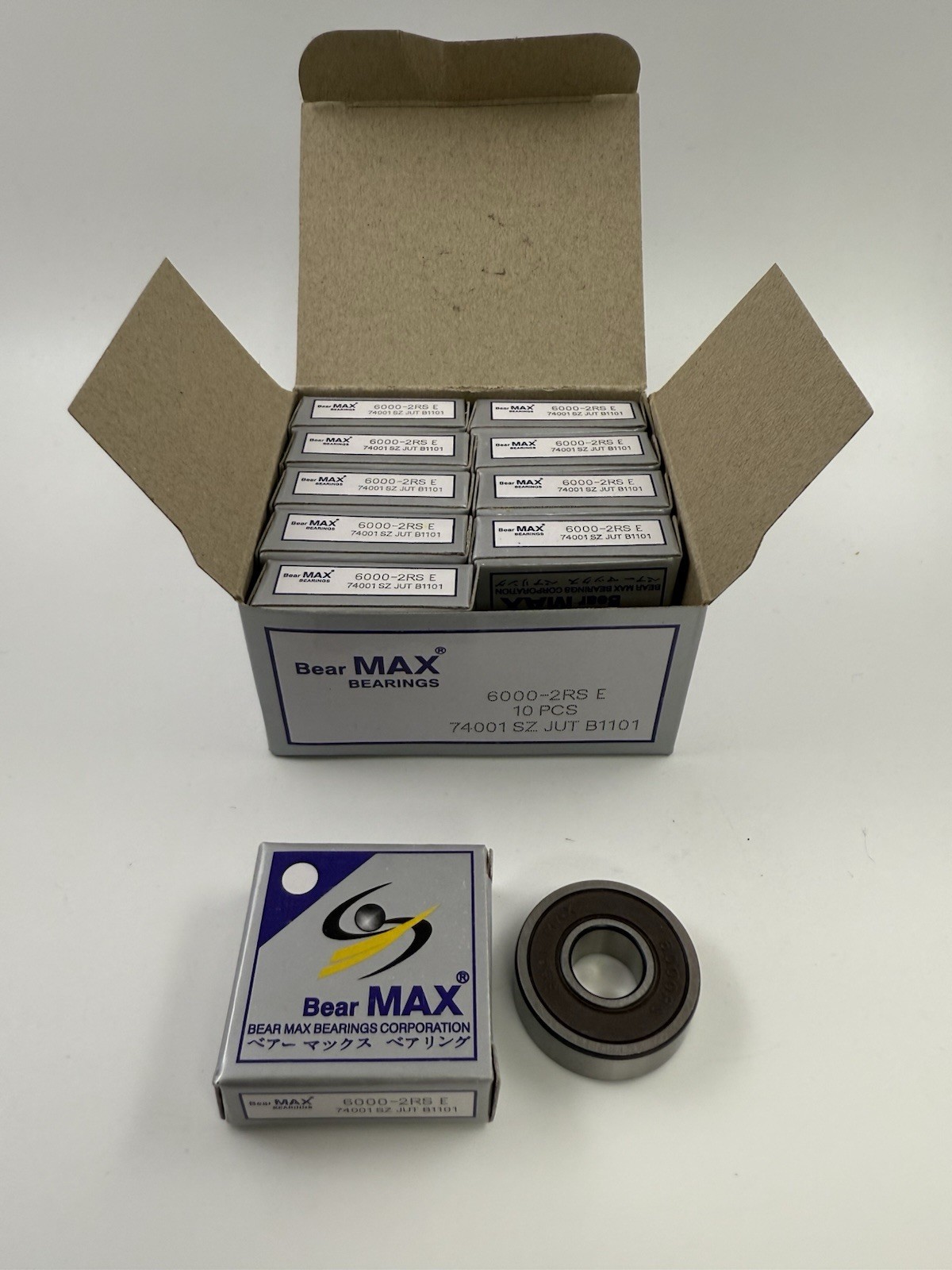 10 pcs BearMAX 6000-2RS C3 EMQ 10x26x8mm Rubber Seal DG Ball Bearings 60002RS