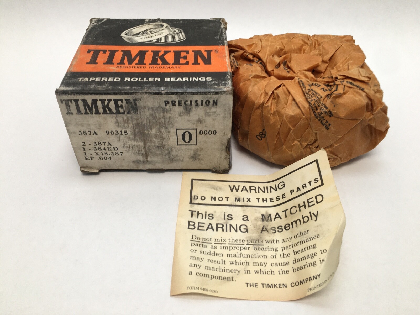 Timken 387A-90315 Double Taper Roller Bearing Cone&Cup 2-1/4″ ID 3-15/16″ OD USA