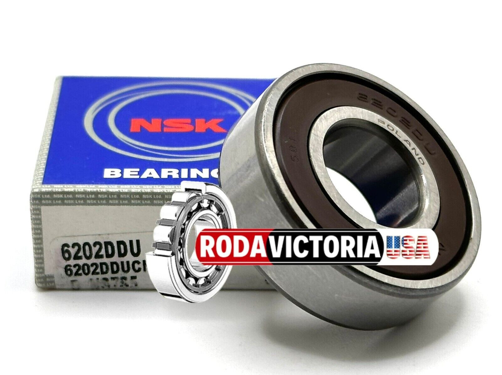 NSK 6202 DDU Deep Groove Ball Bearing, Rubber Sealed 15x35x11mm 6202 2RS