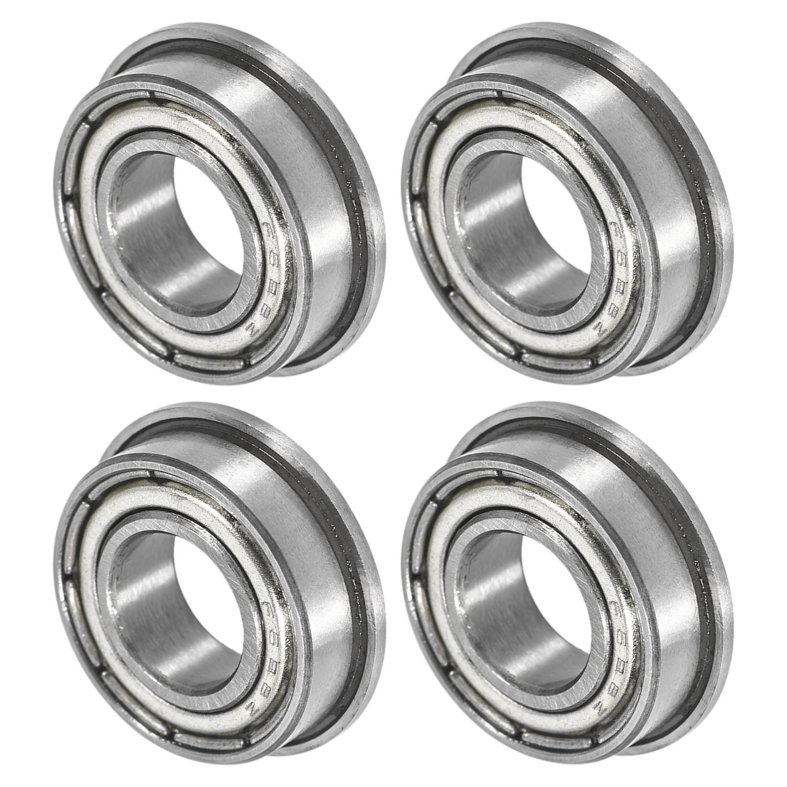 4-Pack F688ZZ Flanged Ball Bearing, 8x16x5mm Metal Sealed Chrome Steel