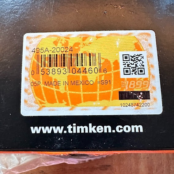 TIMKEN 495A-20024 Tapered Roller Bearing Cone 495 series For 493D Cup 3″ Bore