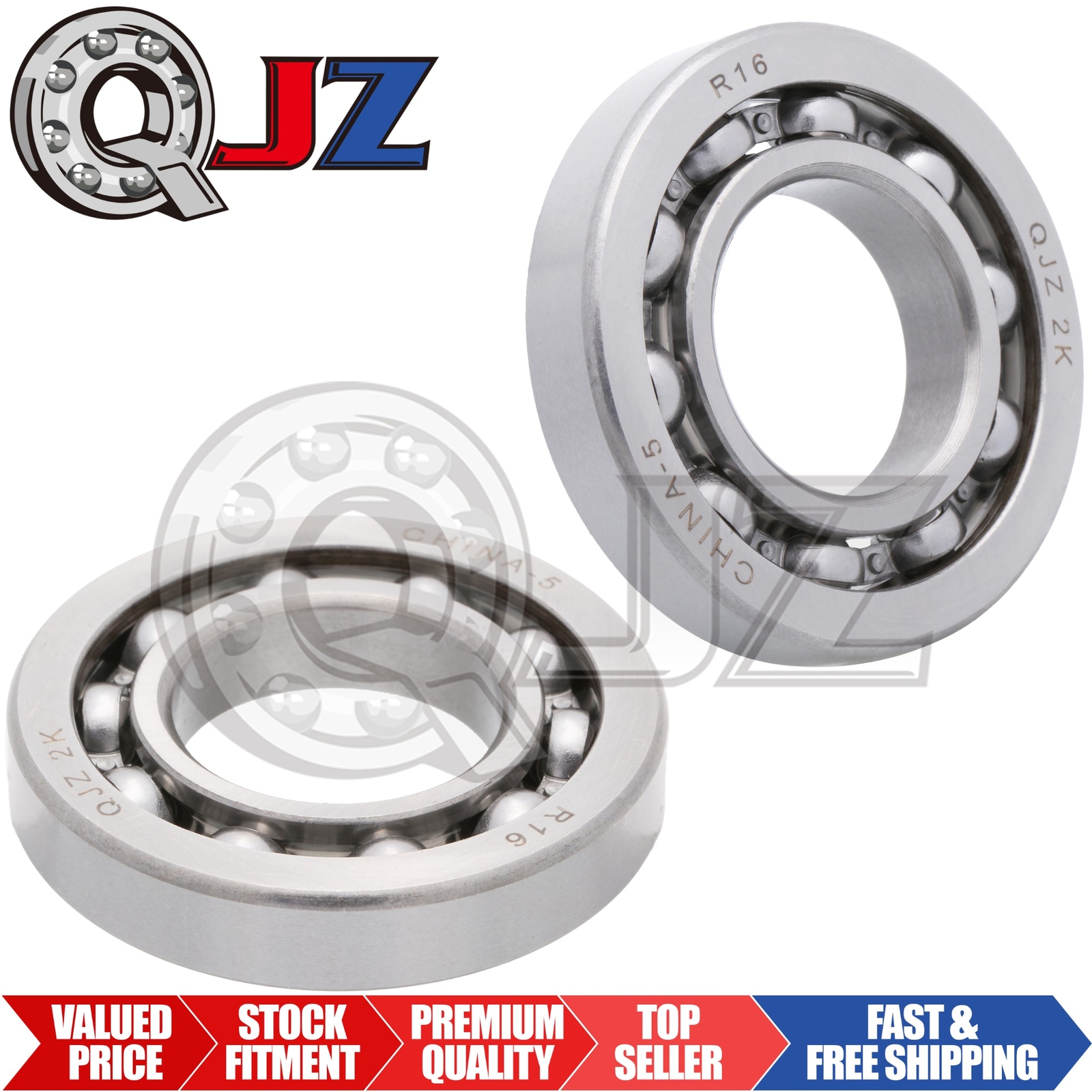 [Qty:2] R16-OPEN Deep Groove Radial Ball Bearing Unit [1″ ID x 2″ OD x 3/8″ W]