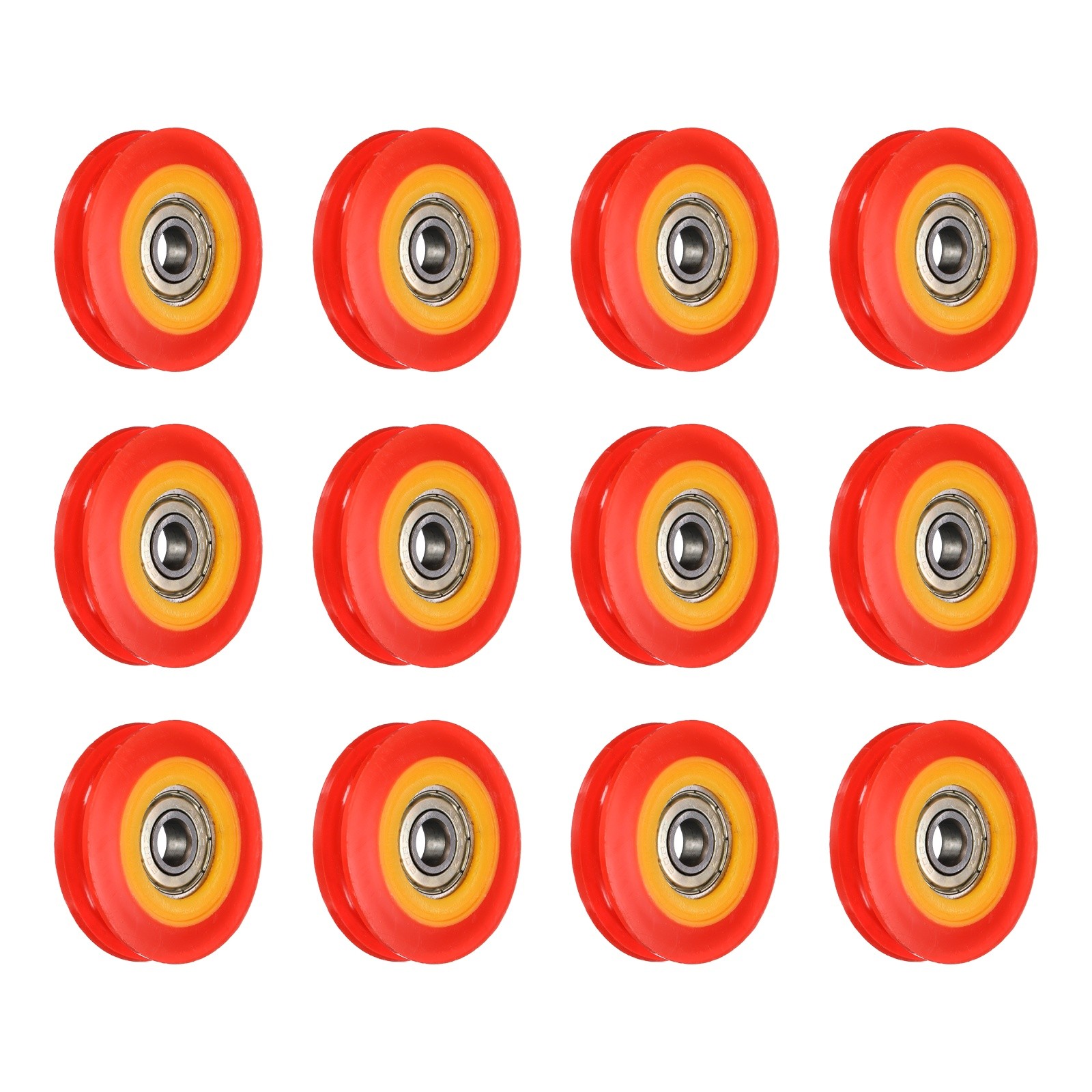 12 Pcs Red U Type Groove Plastic Guide Bearing 8x45x11mm Pulley Roller
