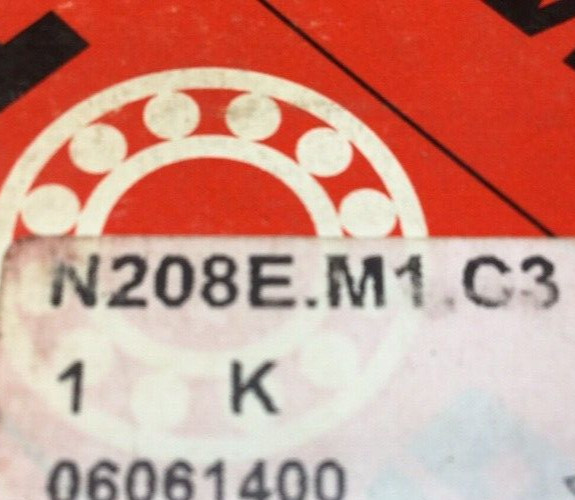 FAG N208E-M1-C3 Cylindrical Roller Bearing 40mm ID X 80mm OD X 18mm W