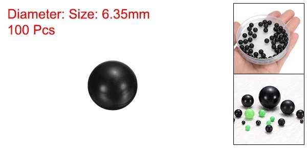 100 Pcs Black POM Plastic Bearing Balls G2 1/4″(6.35mm) Solid Plastic Balls