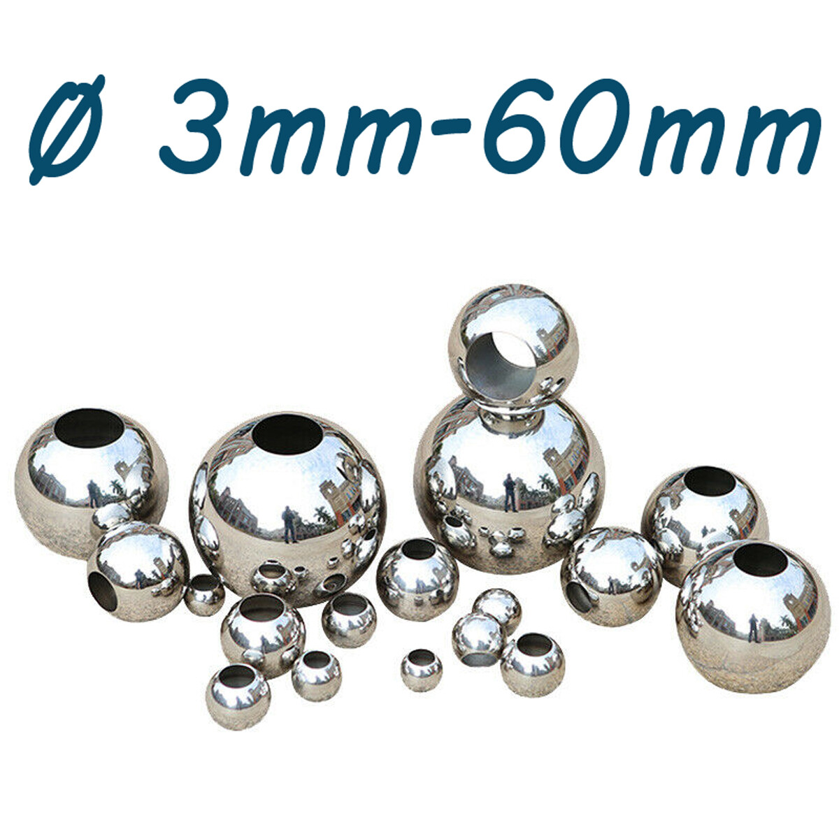 φ3-60 mm Stainless Steel Ball Bearing Diameter Open Hole Spacer Bead Smooth Ball