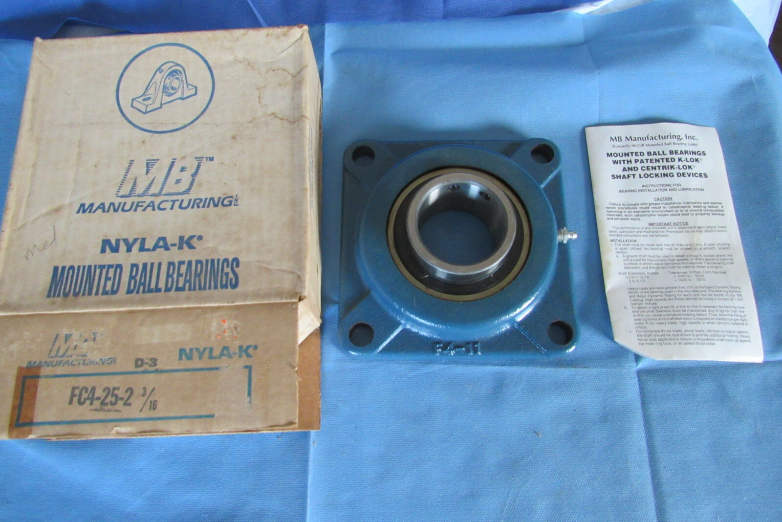 NOS in Box MB Manufacturing Nyla-K FC4-25 2-3/16 FLANGE BLOCK Bearing USA