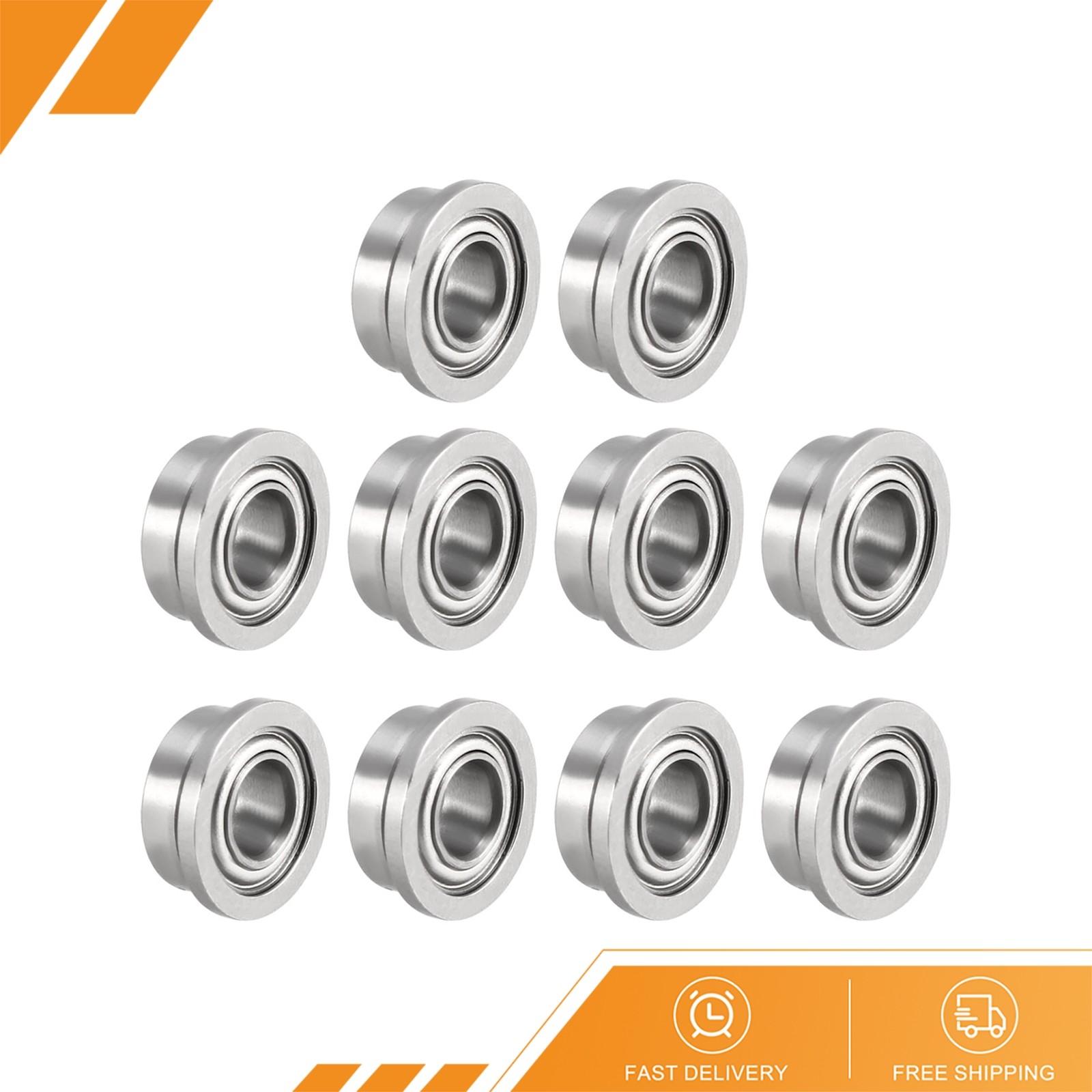 10Pcs – FR144ZZ Flange Ball 1/8″x1/4″x7/64″ Double Metal Double Shielded Bearing
