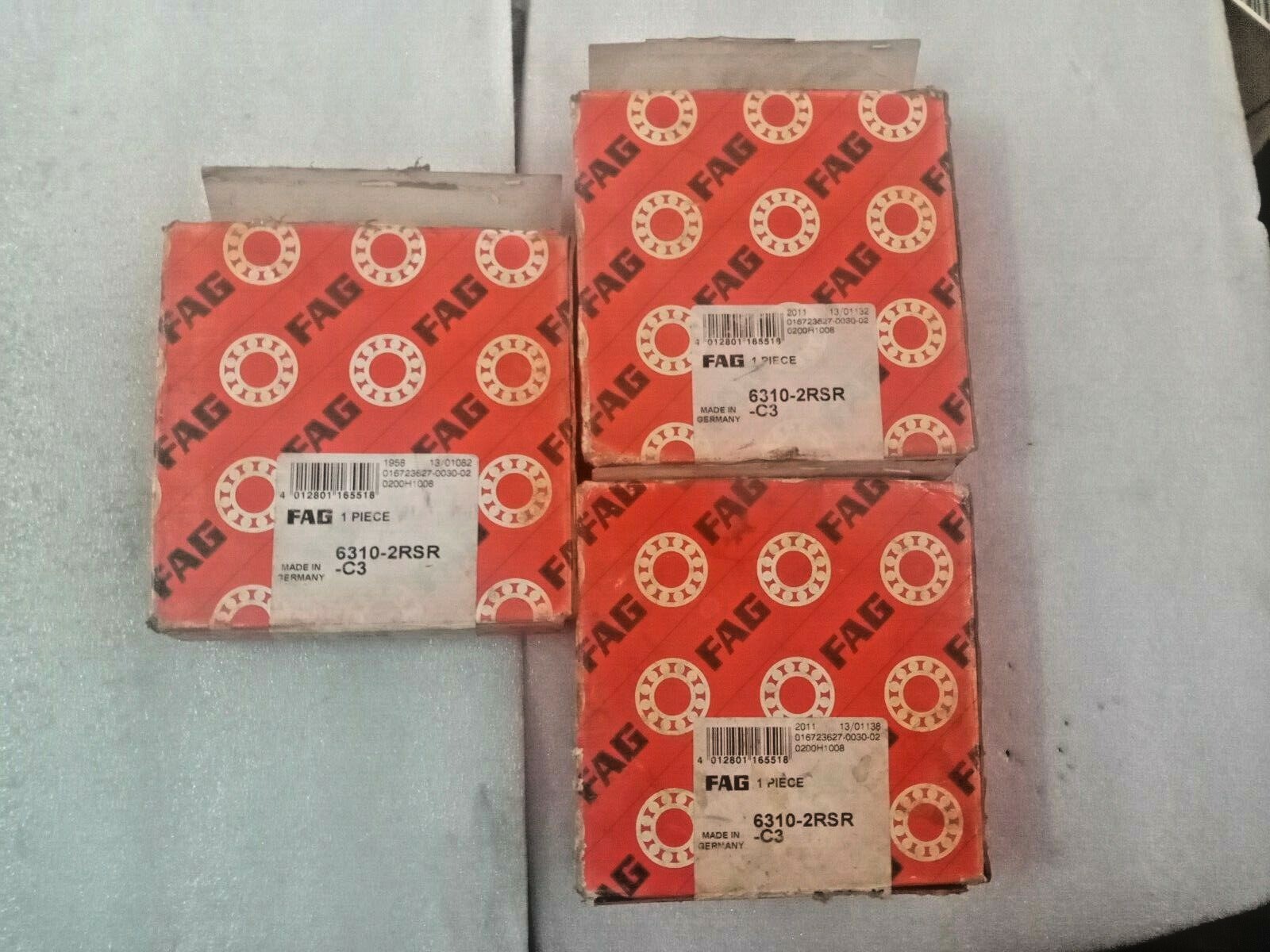 6310 2RSR C3 Single Row Deep Groove Ball Bearing 50x110x27 MM FAG GERMANY 3 Pcs
