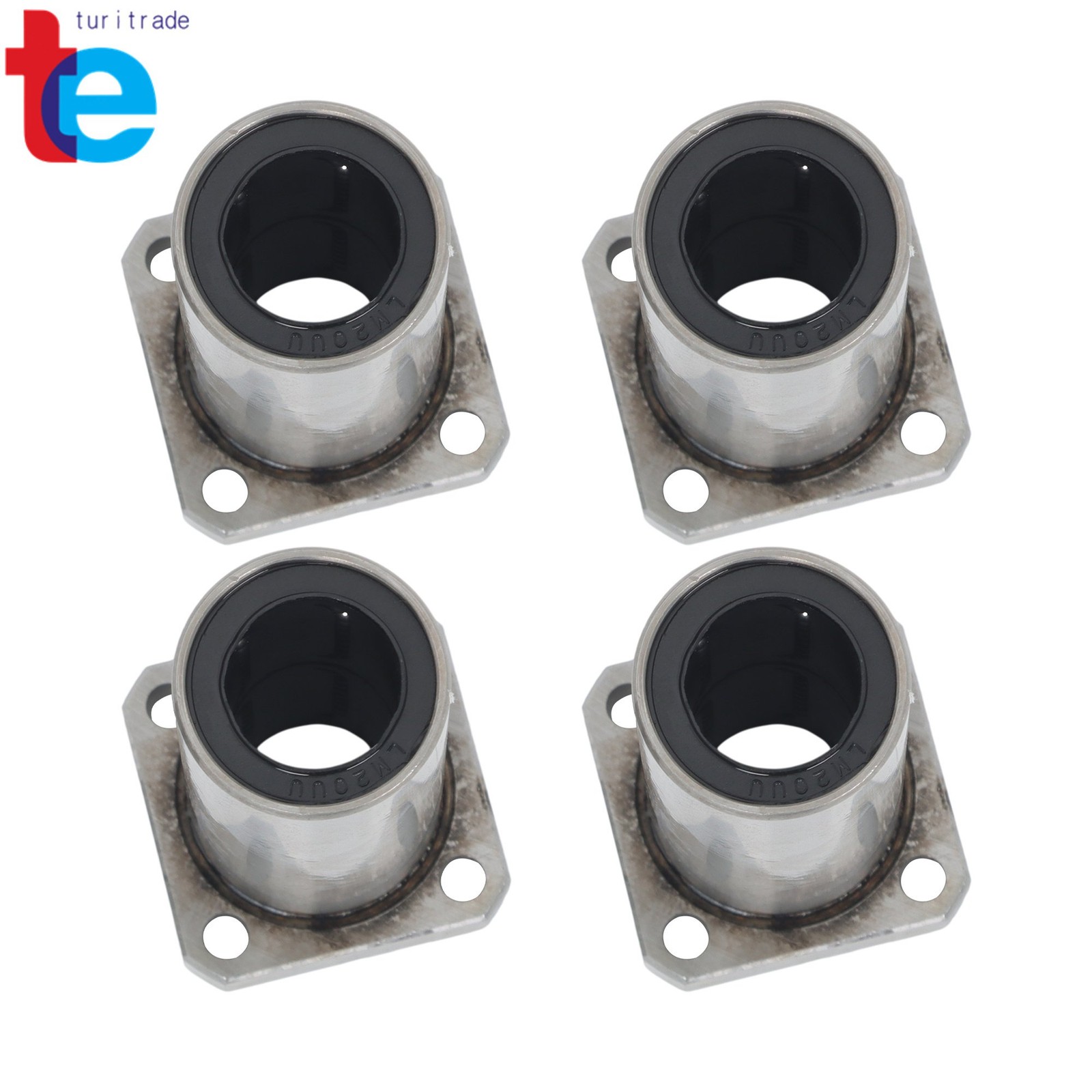 4 Pack Extra Long LMK20LUU Linear Bearings 4pcs 20mm Bore 32mm OD Steel Cage