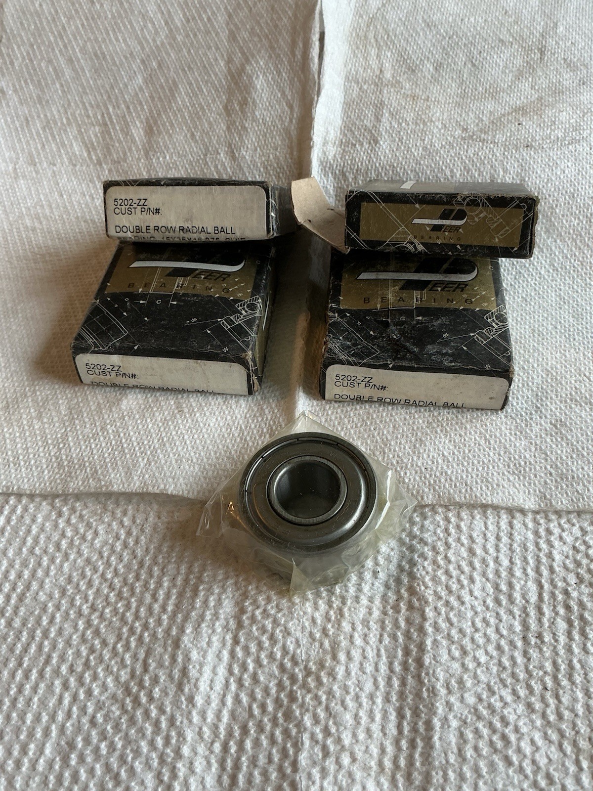 (4) PEER # 5202-ZZ / Double ROW RADIAL BALL BEARING (15x35x15.875, SHIELDED).