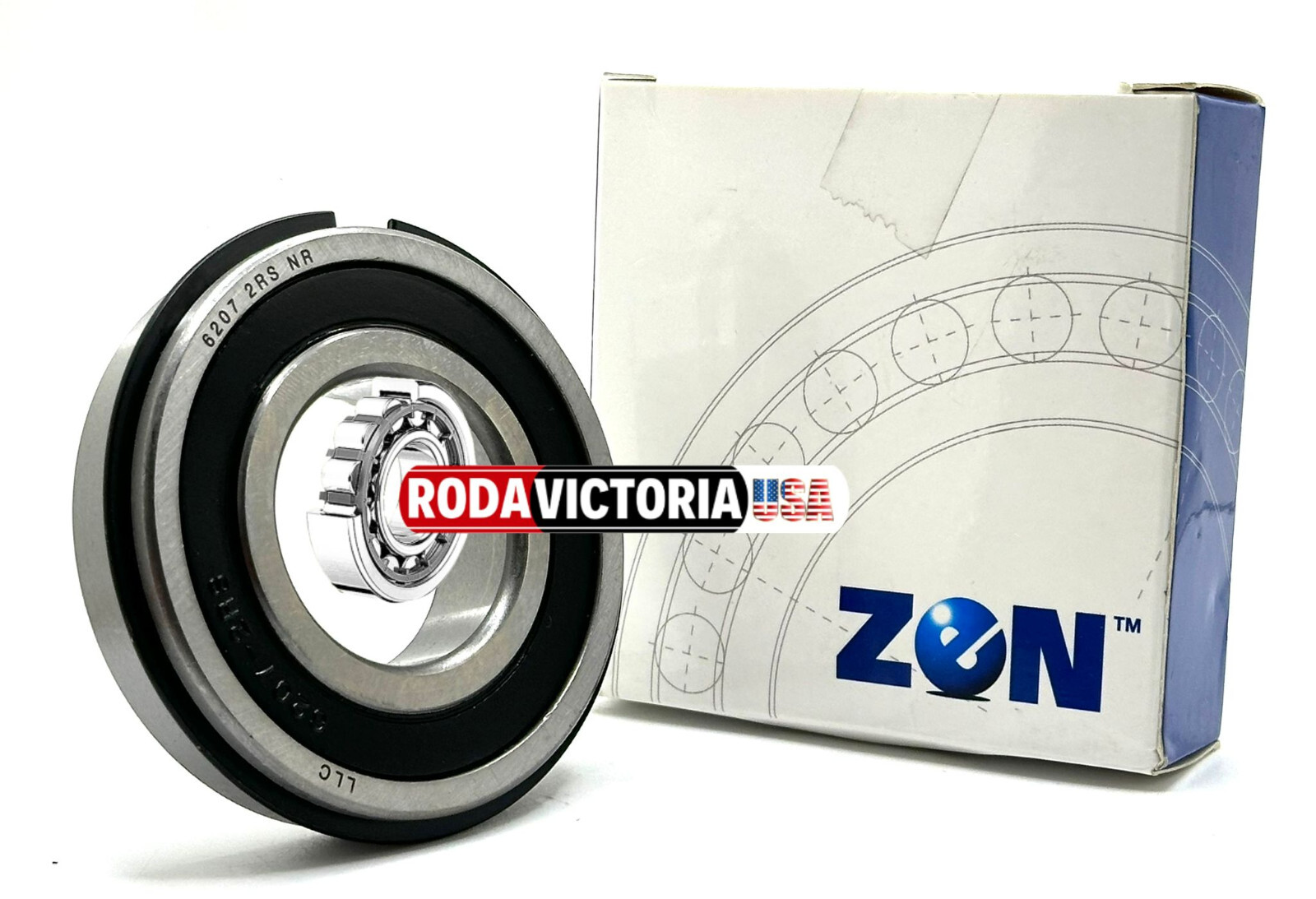 ZEN 6207 2RS NR BALL BEARING, RUBBER SEALED + SNAP RING 35x72x17mm