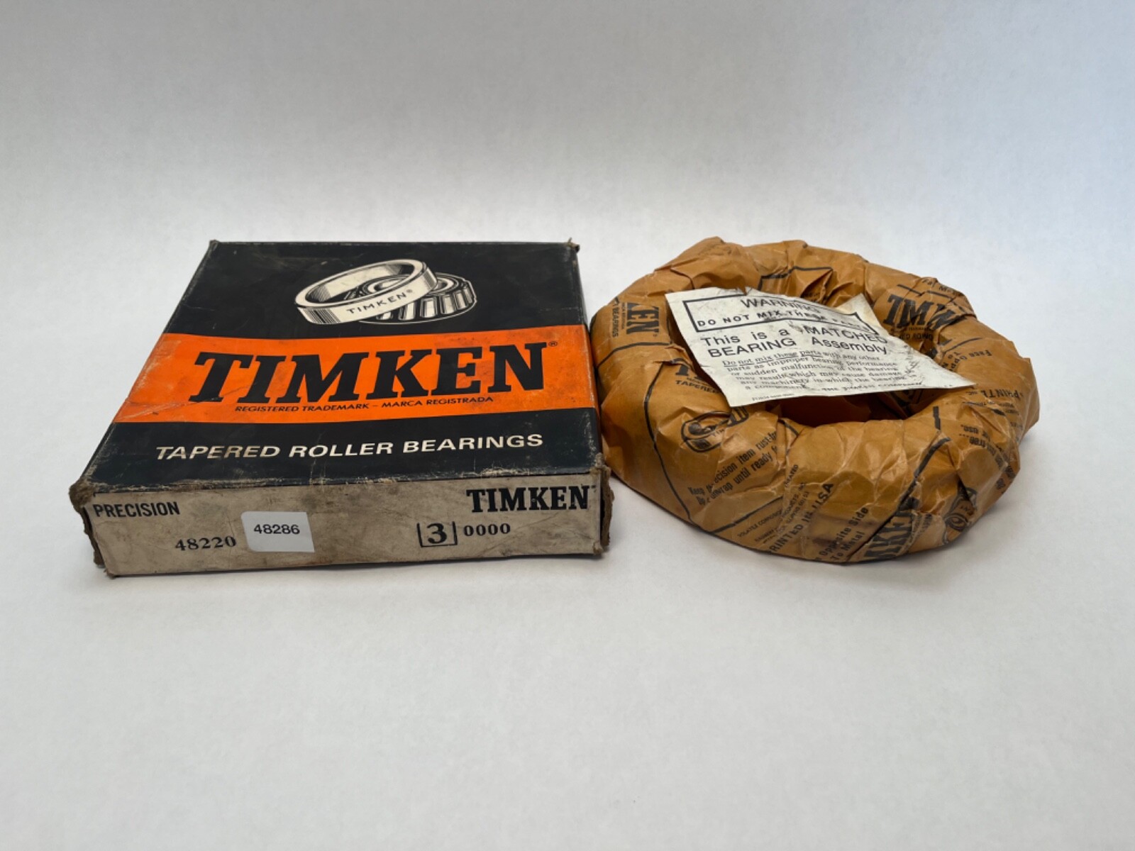 Timken 48286-3/48220-3 Bearing Cone & Cup 4-7/8″ ID 7-3/16″ OD Class 3 USA