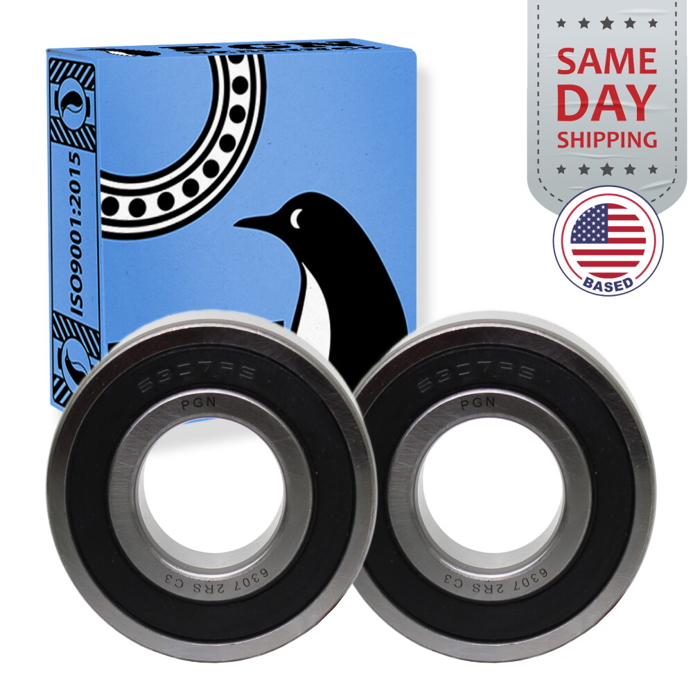 (2) 6307-2RS Premium Rubber Seal Ball Bearing C3 EMQ, 35x80x21, 6307 2RS 6307rs