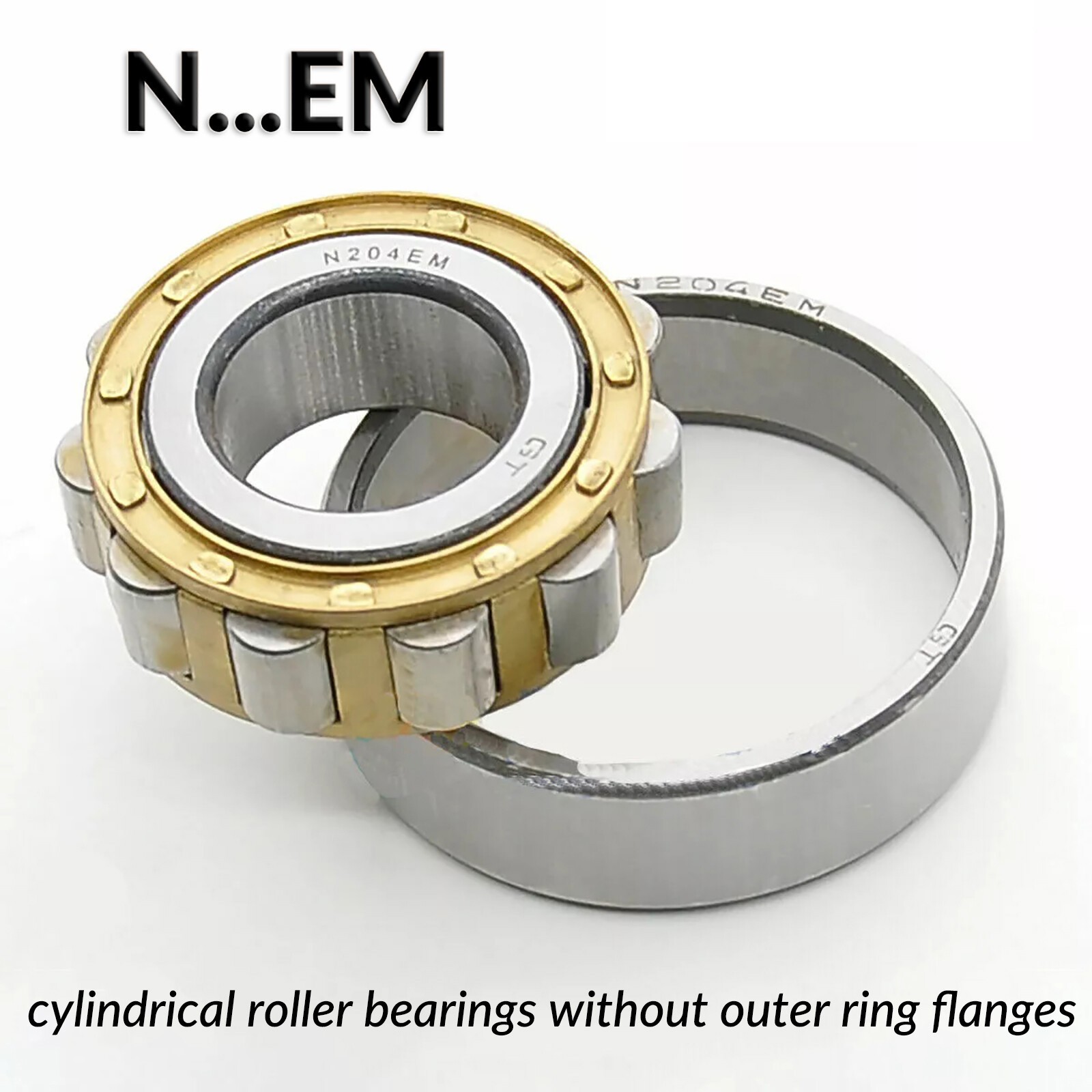 N/NU/NJ Radial Rolling Cylindrical Roller Bearing 15-100mm Bore Brass/Steel Cage