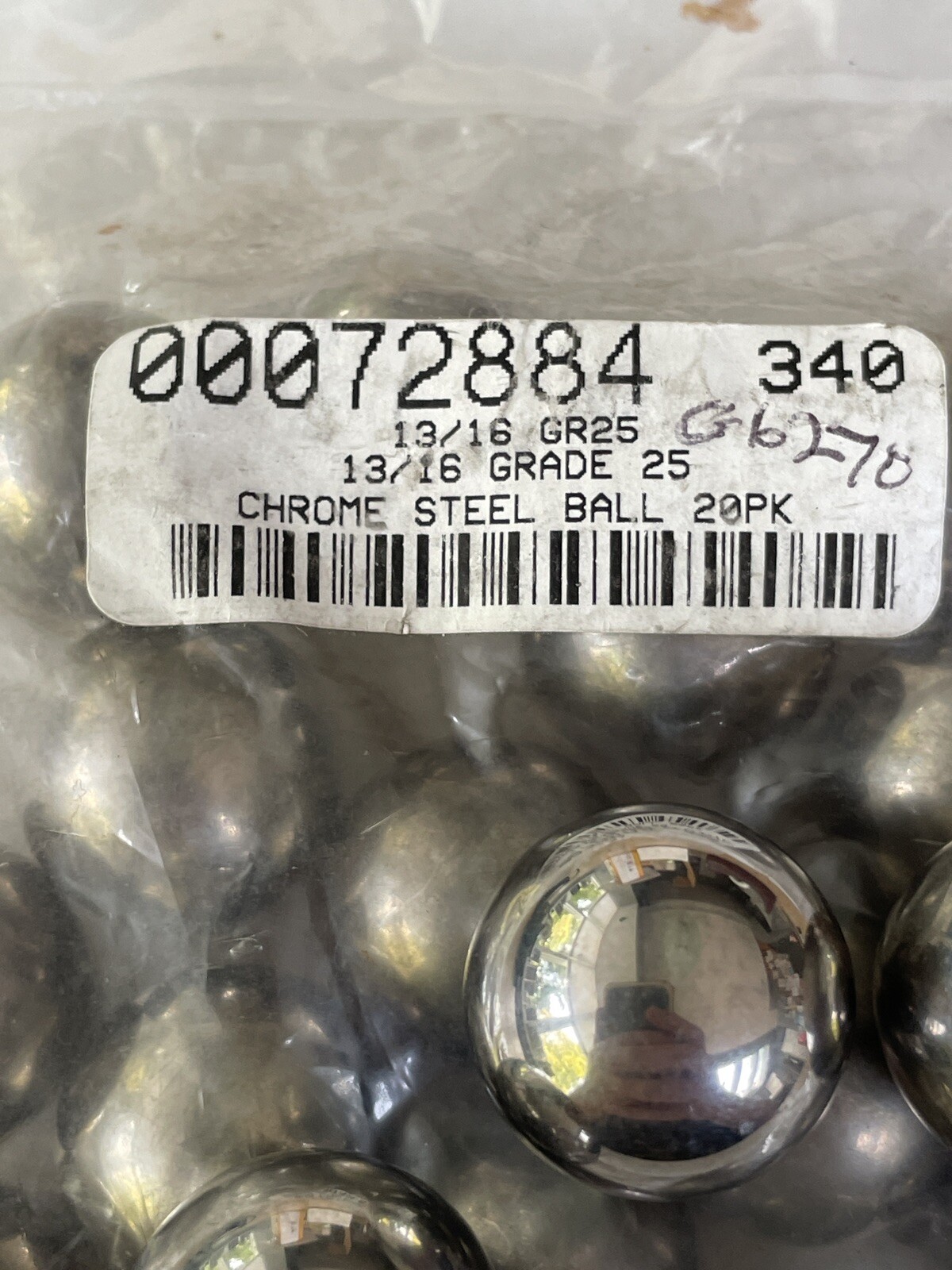 BALL PAK LOT OF 19 CHROME STEEL BALLS (GRADE 25, 13/16” DIA.)