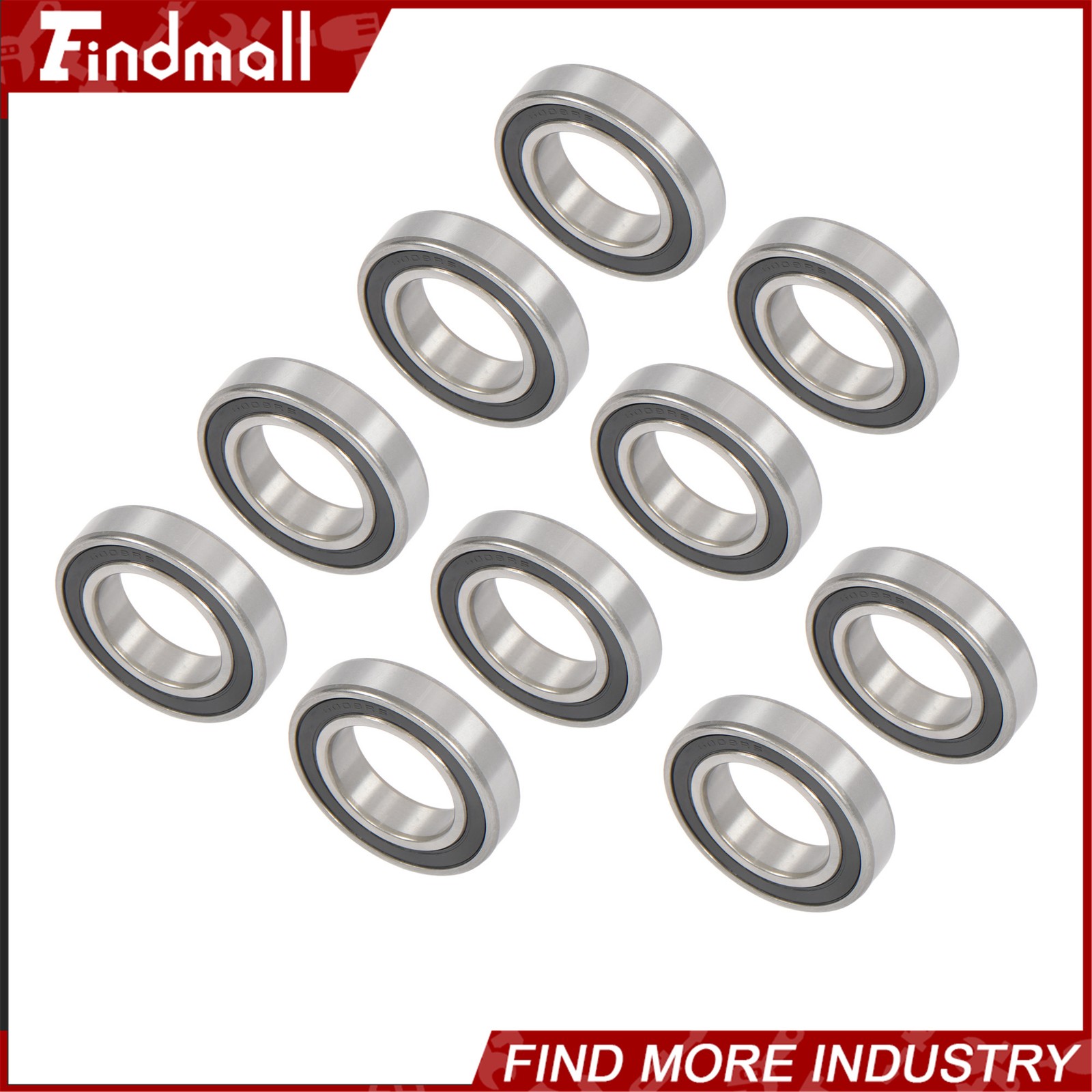 Findmall 6008-2RS Deep Groove Bearings 10pcs 40x68x15mm Rubber Sealed Set