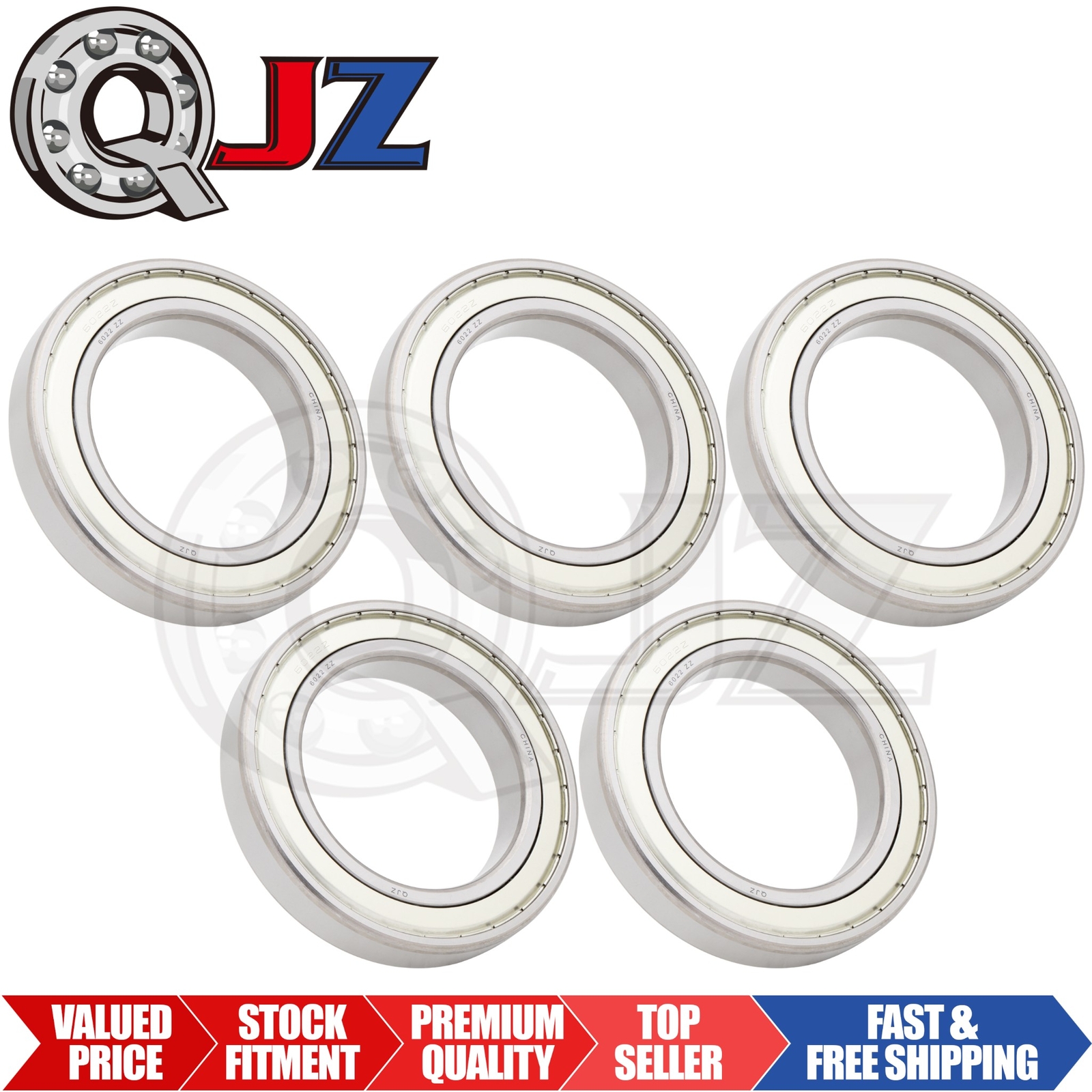 [Qty.5] 6022-ZZ Radial/Deep Groove Ball Bearing [110mm ID x 170mm OD x 28mm W]