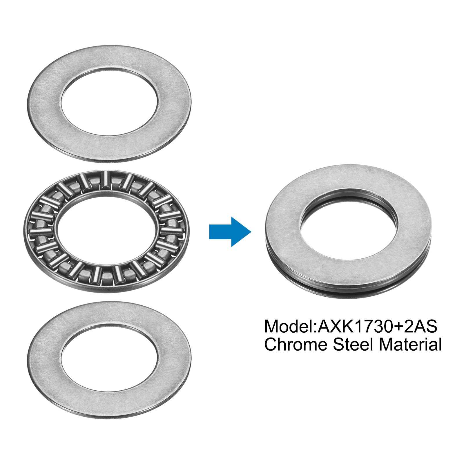 4 Sets AXK1730+2AS Thrust Needle Roller Bearings 17x30x4mm, P5 (ABEC 5)