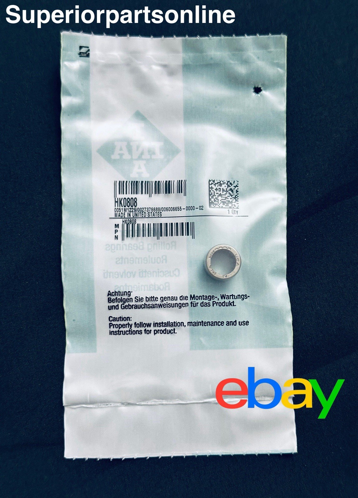 *NEW* (2) Pieces INA HK0808 Needle Roller Bearing 8mm Bore x 12mm OD x 8mm Wide