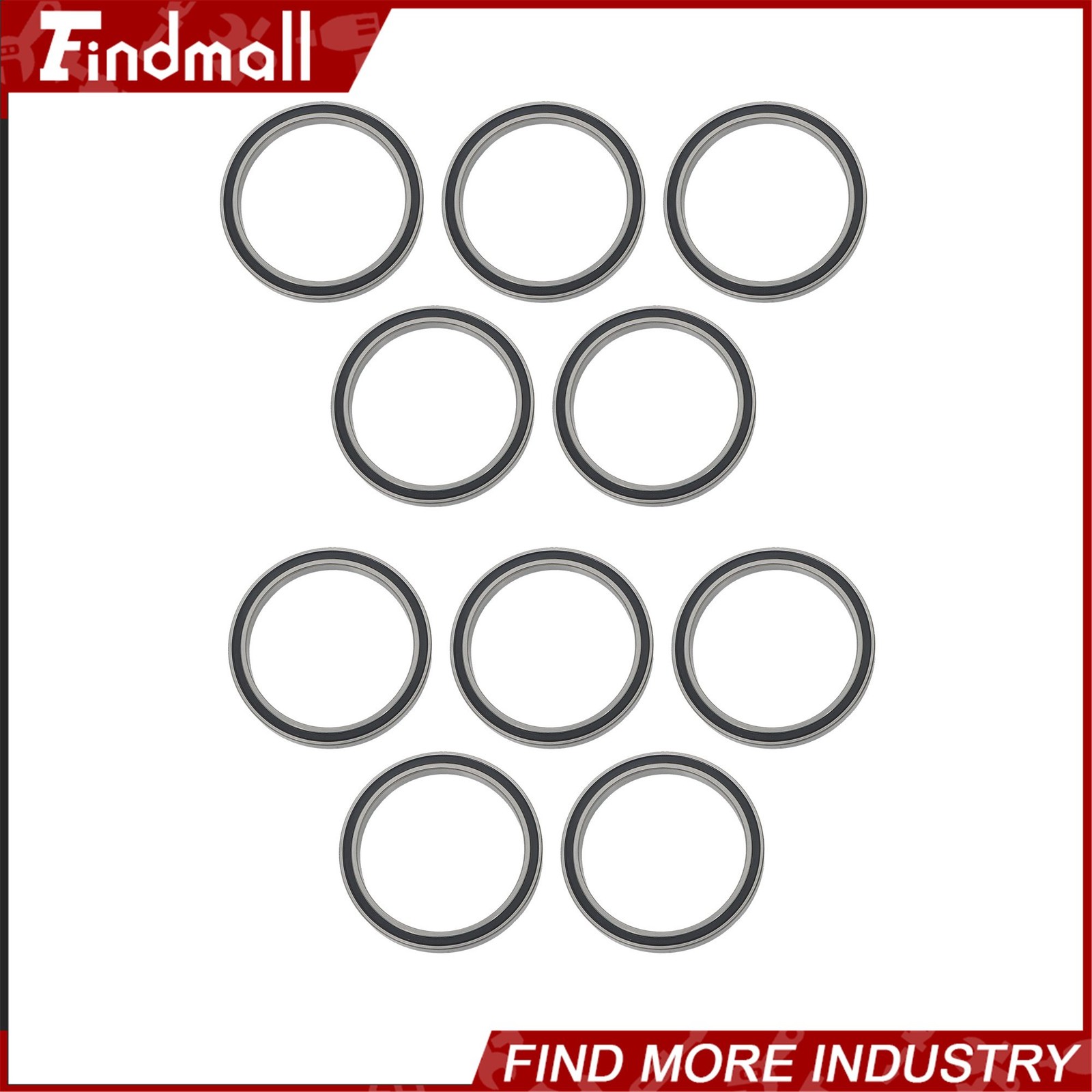 Findmall 6709-2RS Deep Groove Bearings 10pcs 45x55x6mm Rubber Sealed Pre-Lubed