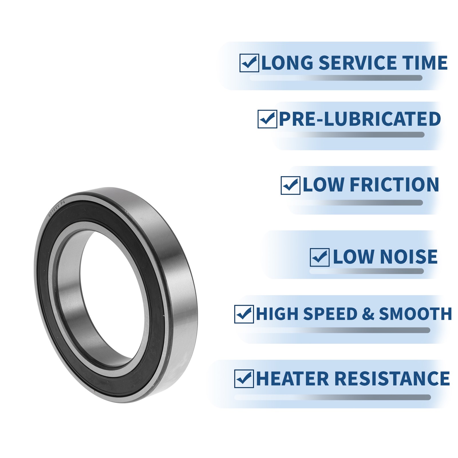 6016VV Bearings 80x125x22mm P4 2R 1pc for Car Silver/Black