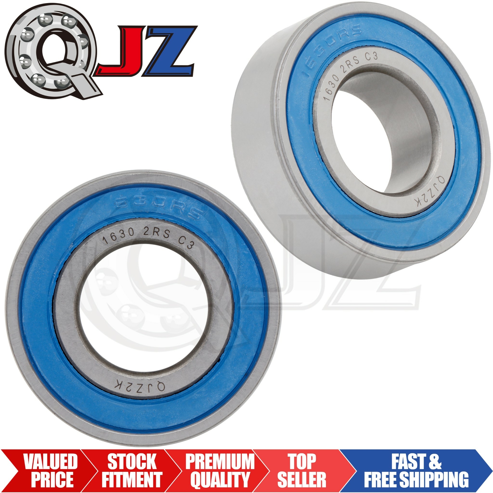 [Qty.2] 1630-2RS Deep Groove Radial Ball Bearing [0.75″ ID x 1.625″ OD x 0.5″ W]