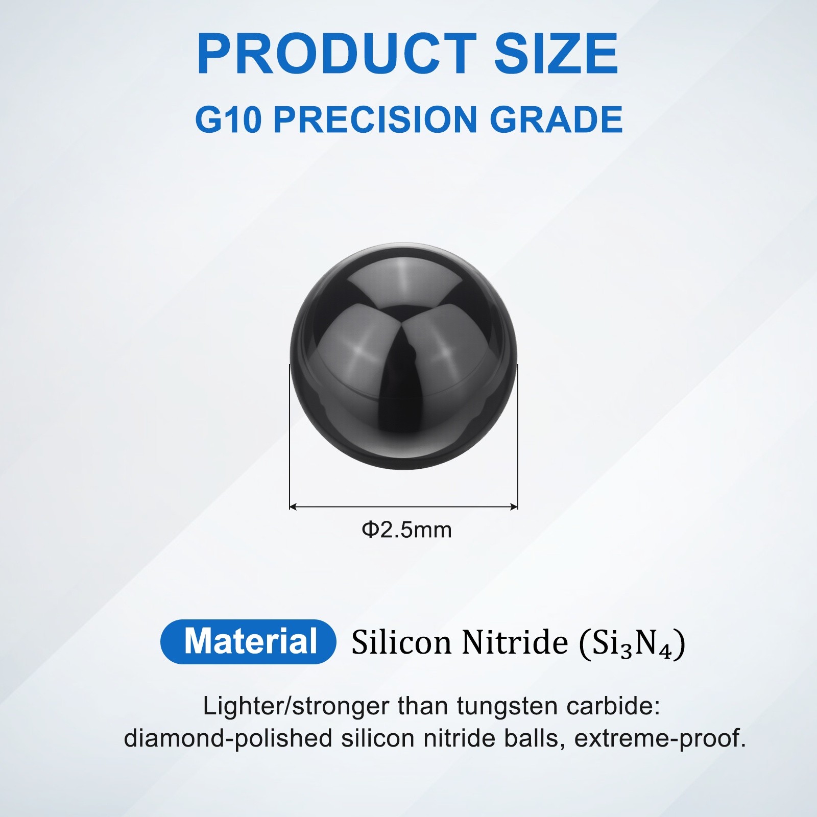 60pcs Ceramic Bearing Balls 2.5mm, Si3N4 Silicon Nitride G10 Precision