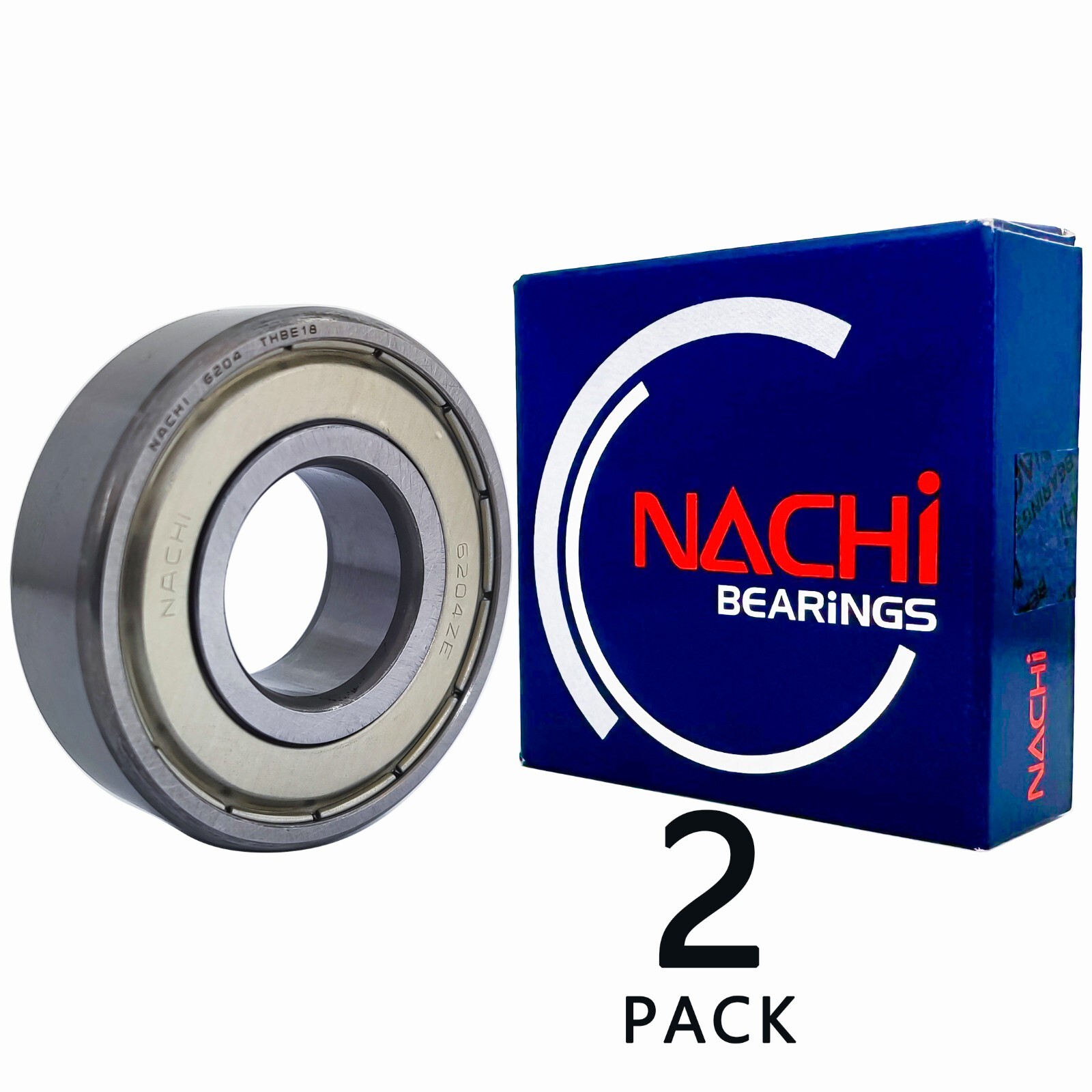 (2PACK) NACHI Brand 6204ZZECM 20X47X14MM Double Metal Seal Bearings 6204-2Z